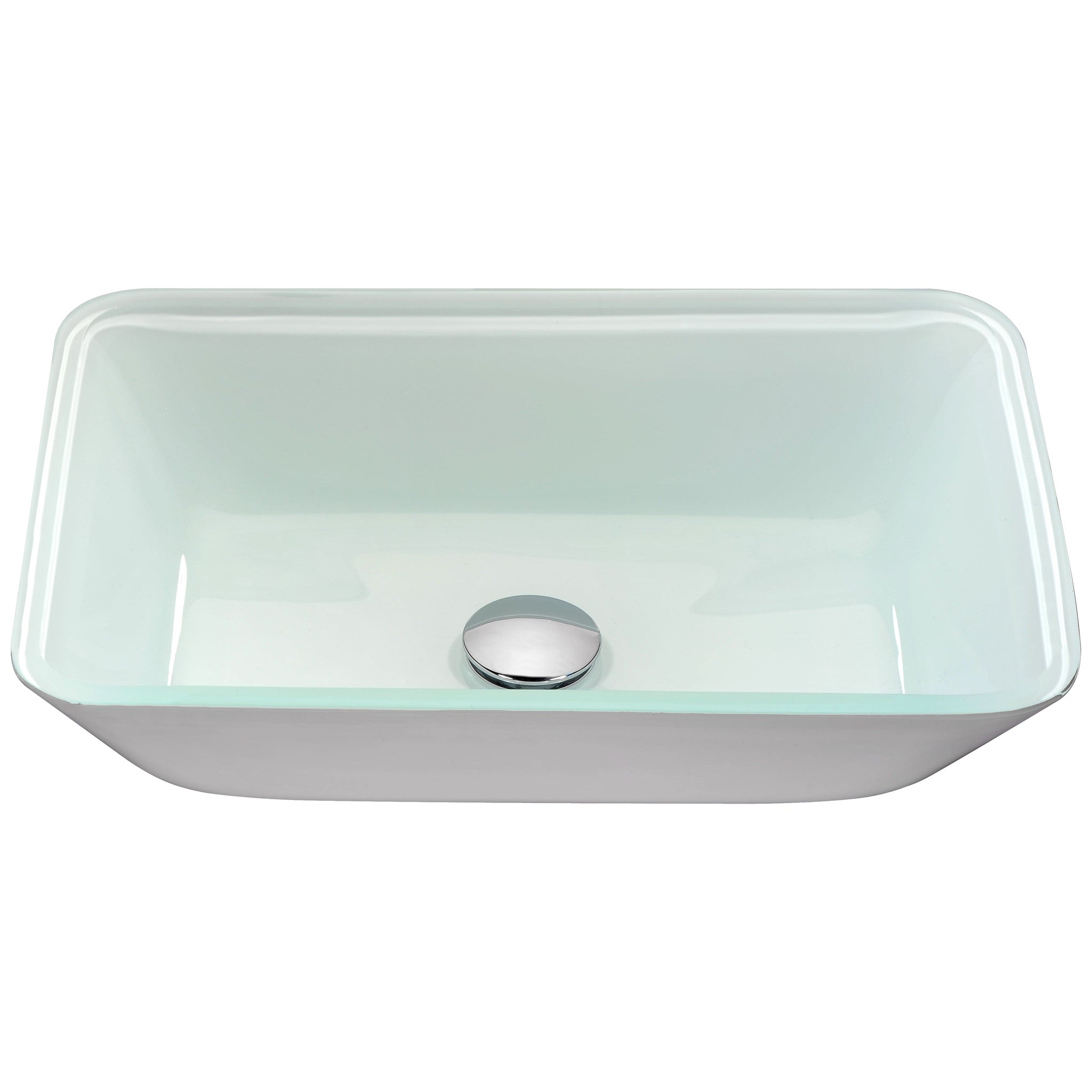 ANZZI, ANZZI Amenta Series 19" x 14" Rectangular White Deco-Glass Vessel Sink Polished Chrome Pop-Up Drain