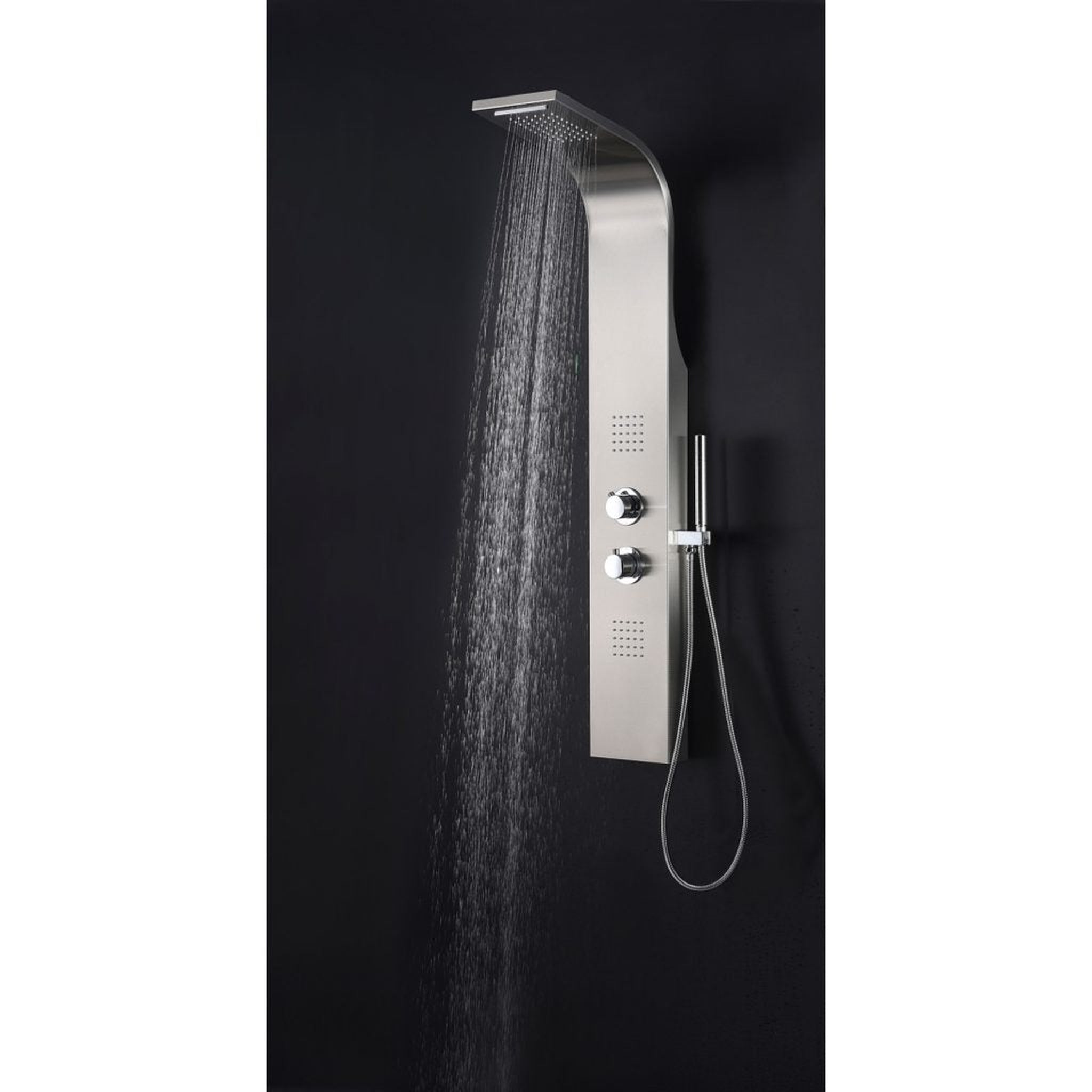 ANZZI, ANZZI Anchorage Series 51" Brushed Stainless Steel 2-Jetted Full Body Shower Panel With Heavy Rain Shower Head and Euro-Grip Hand Sprayer