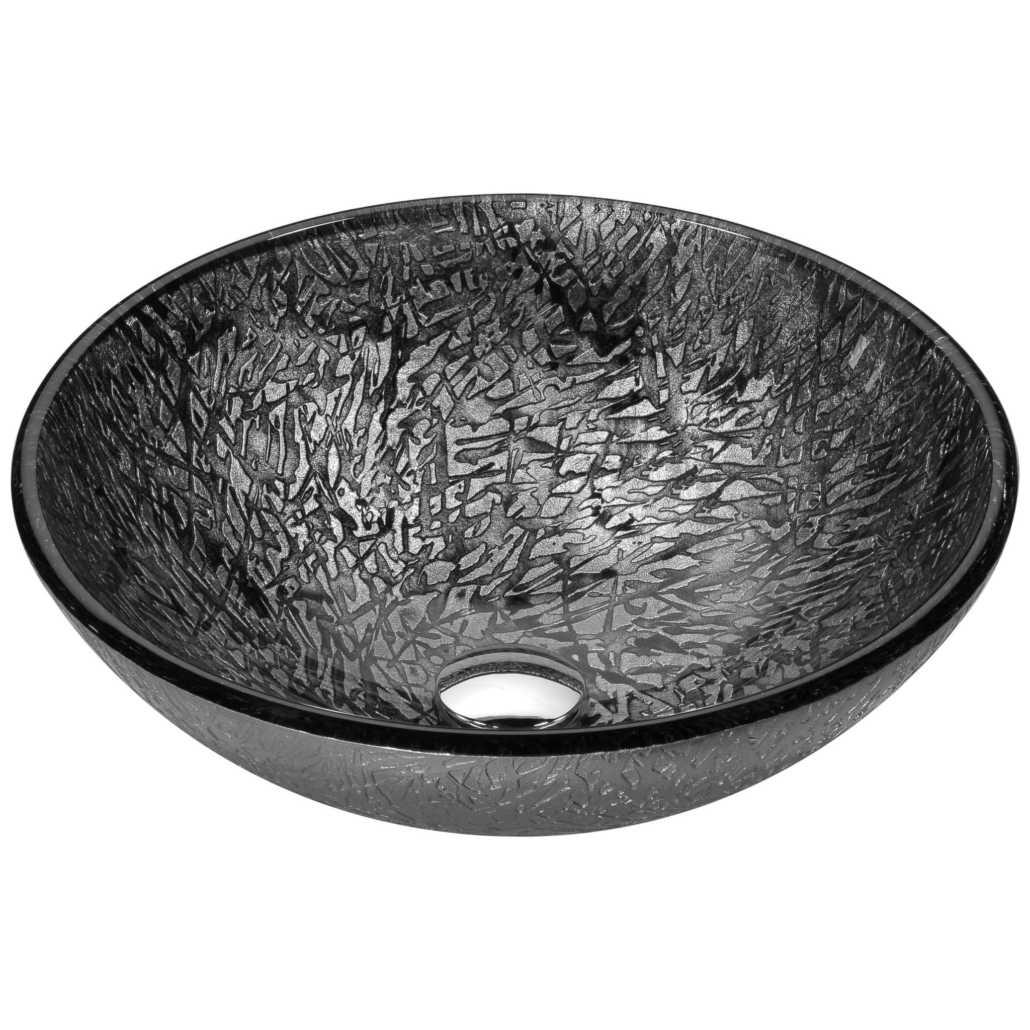 ANZZI, ANZZI Arc Series 17" x 17" Round Arctic Sheer Deco-Glass Vessel Sink With Polished Chrome Pop-Up Drain