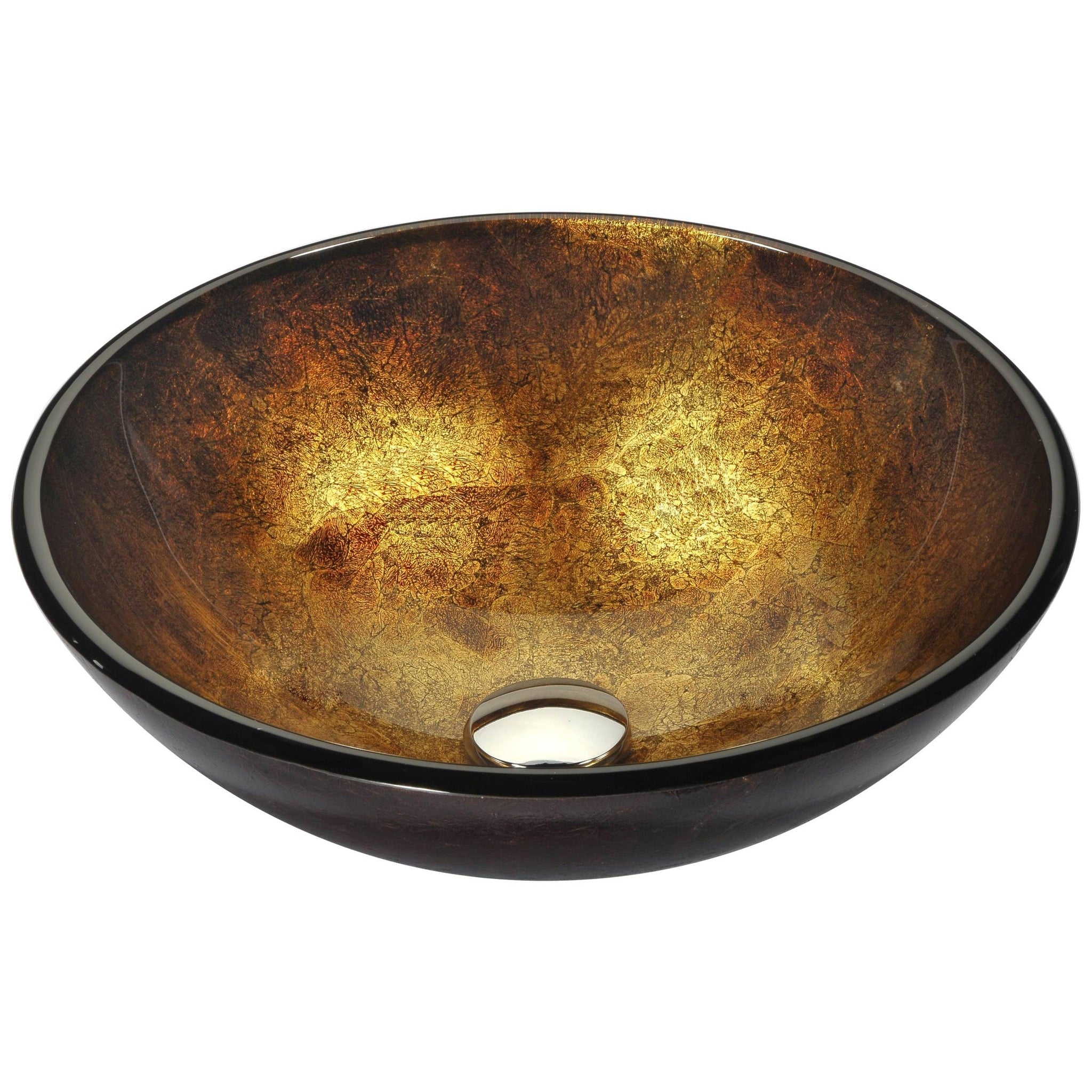 ANZZI, ANZZI Arc Series 17" x 17" Round Autumn Dusk Deco-Glass Vessel Sink With Polished Chrome Pop-Up Drain