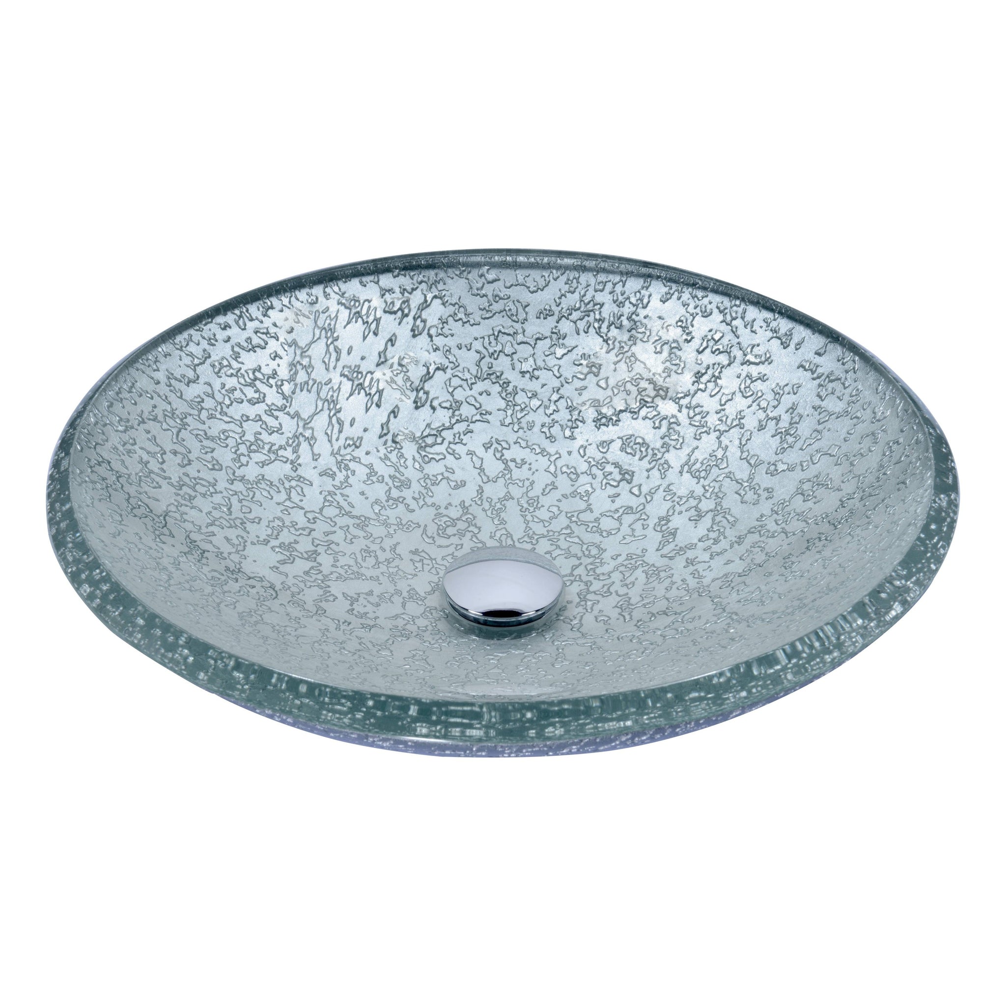 ANZZI, ANZZI Arc Series 18" x 18" Round Clear Glass Vessel Sink With Polished Chrome Pop-Up Drain