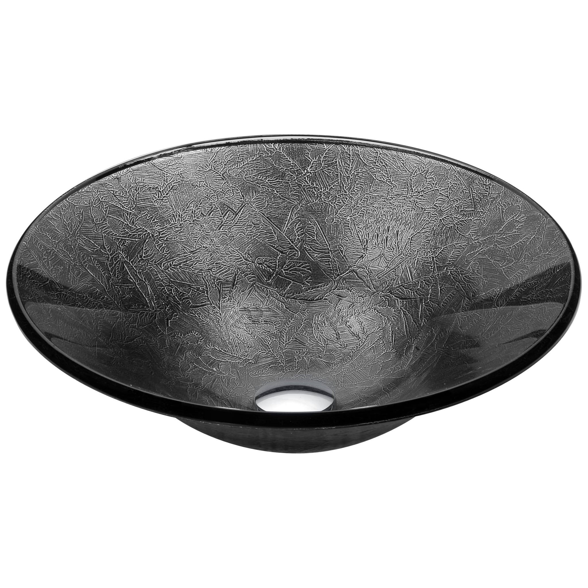 ANZZI, ANZZI Arc Series 18" x 18" Round Gray Sheer Vessel Sink With Polished Chrome Pop-Up Drain