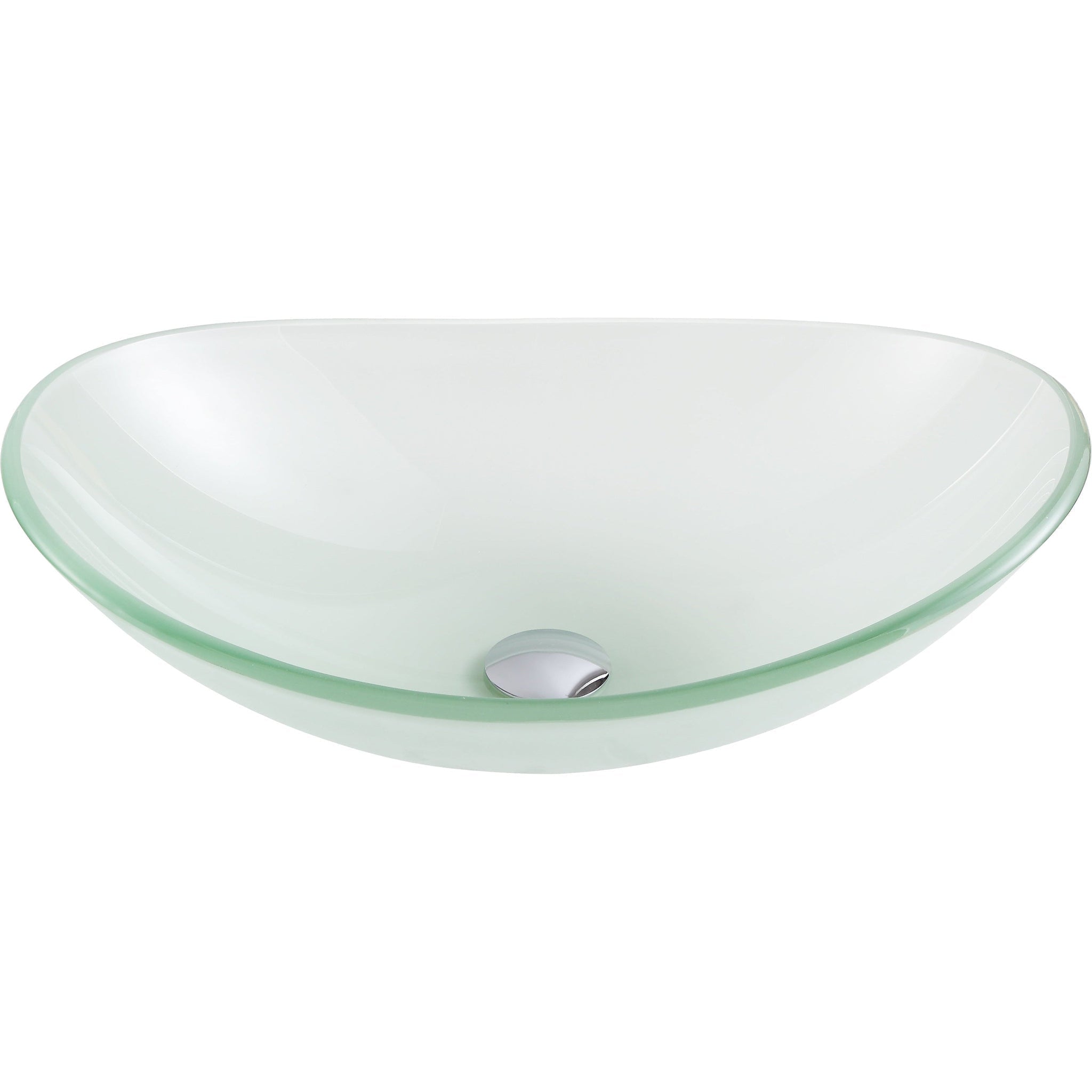 ANZZI, ANZZI Craft Series 21" x 15"  Oval Shape Lustrous Frosted Deco-Glass Vessel Sink With Polished Chrome Pop-Up Drain