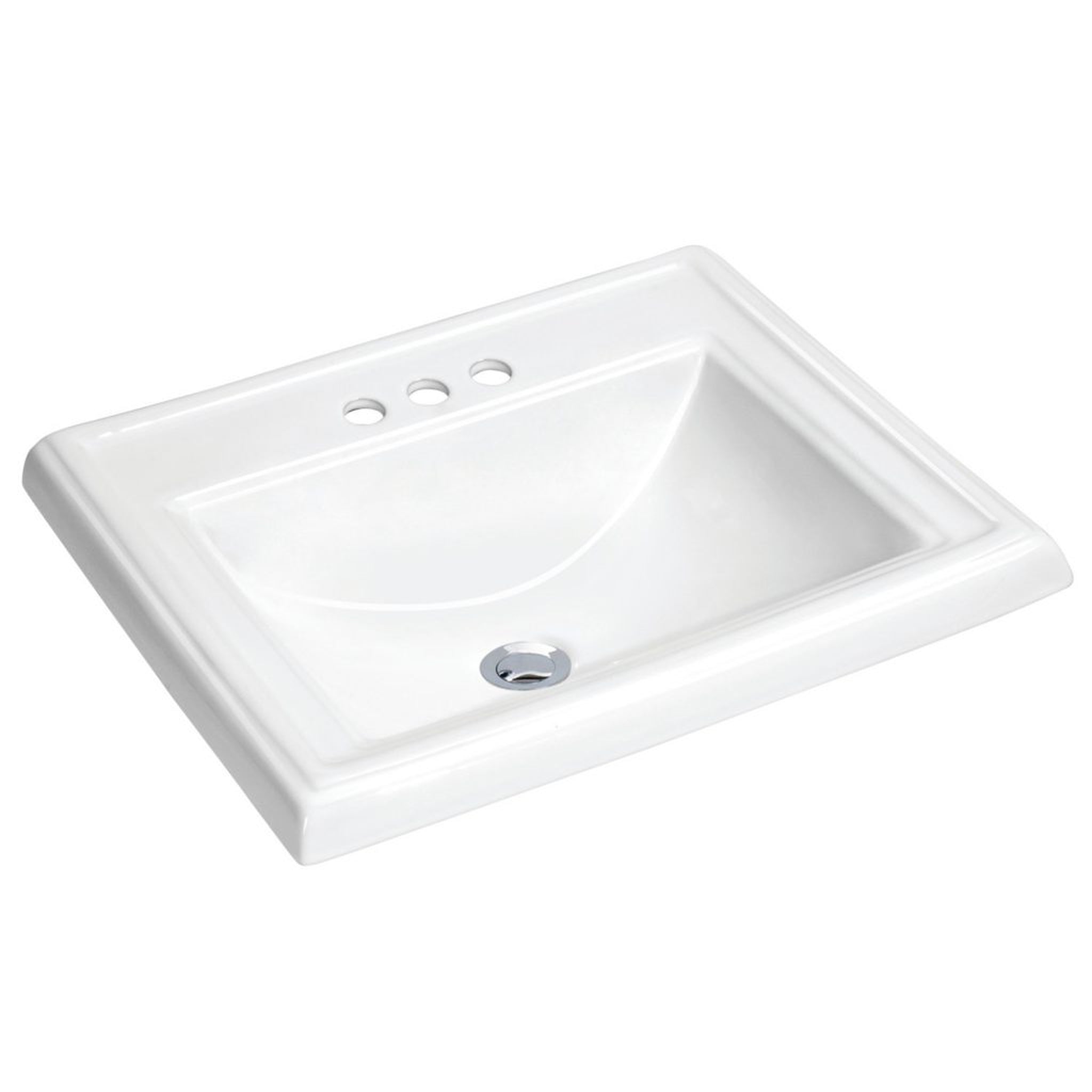 ANZZI, ANZZI Dawn Series 23" x 18" Glossy White Three Faucet Holes Drop-In Sink With Built-In Overflow