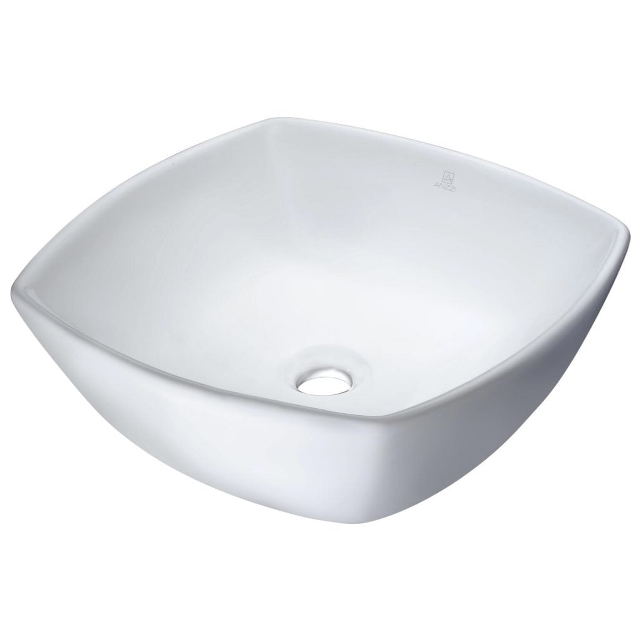 ANZZI, ANZZI Deux Series 17" x 17" Square Shape Glossy White Vessel Sink