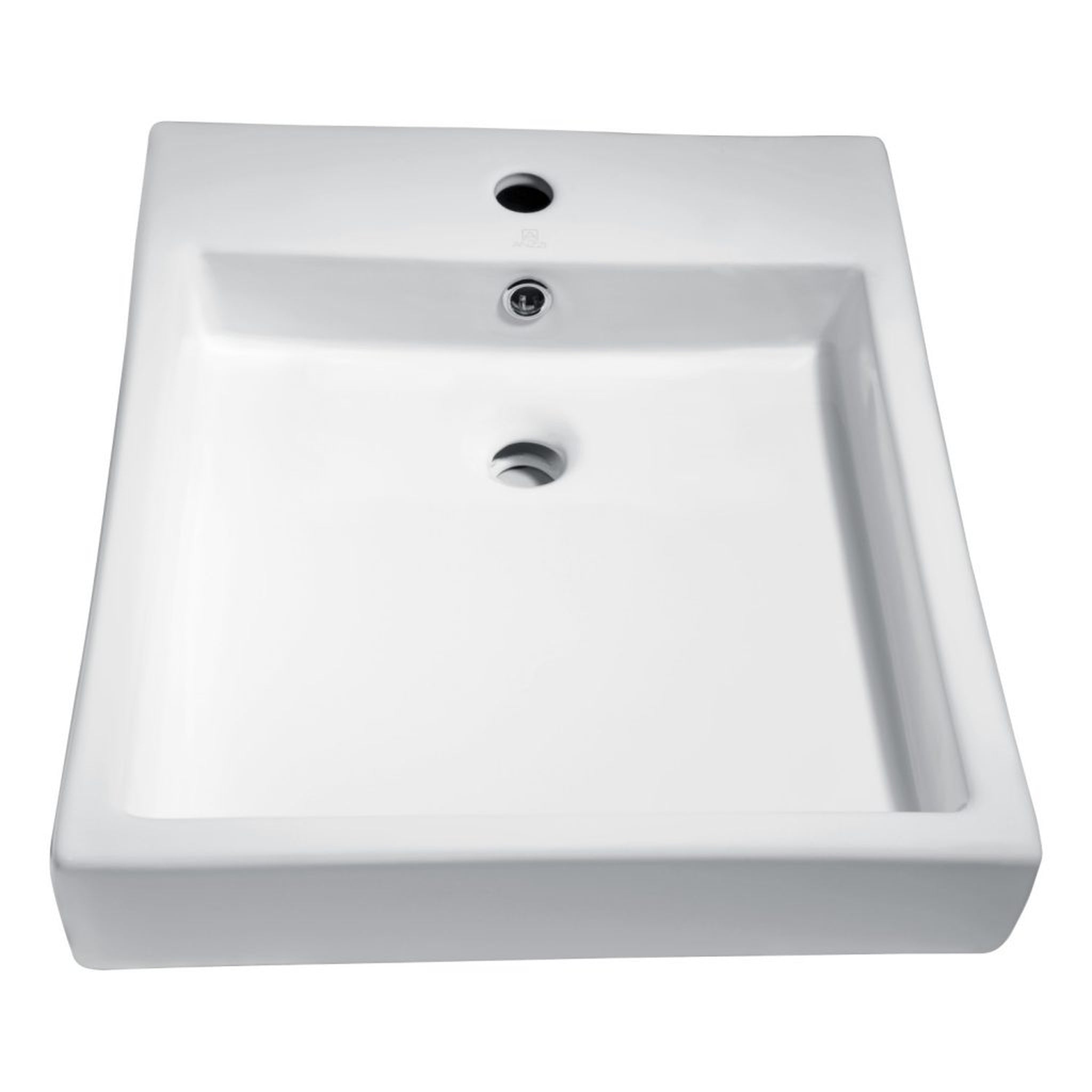 ANZZI, ANZZI Deux Series 18" x 22" Rectangular Glossy White Single Hole Vessel Sink With Built-In Overflow