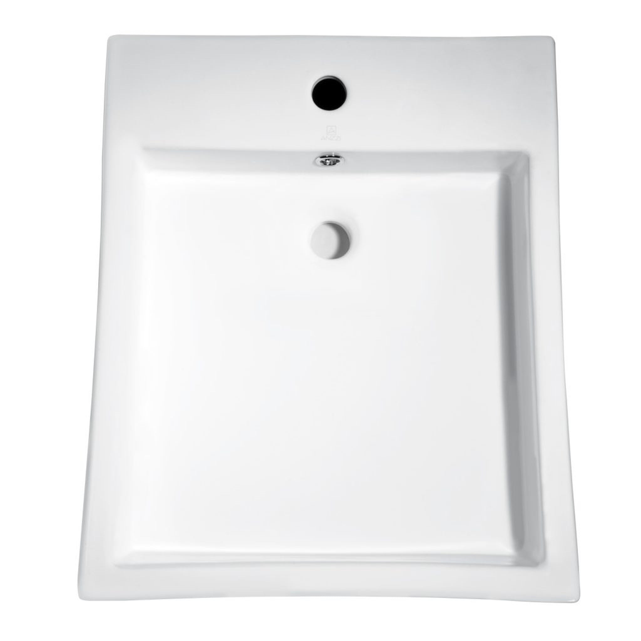 ANZZI, ANZZI Deux Series 18" x 22" Rectangular Glossy White Single Hole Vessel Sink With Built-In Overflow