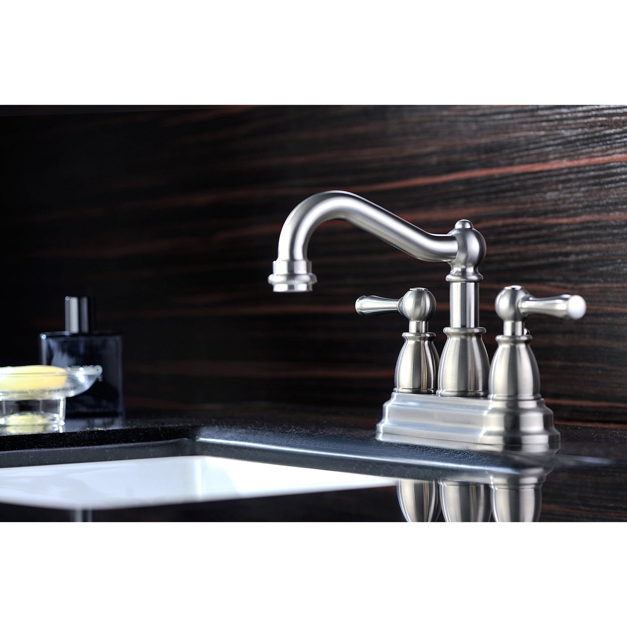 ANZZI, ANZZI Edge Series 4" Centerset Brushed Nickel Mid-Arc Bathroom Sink Faucet