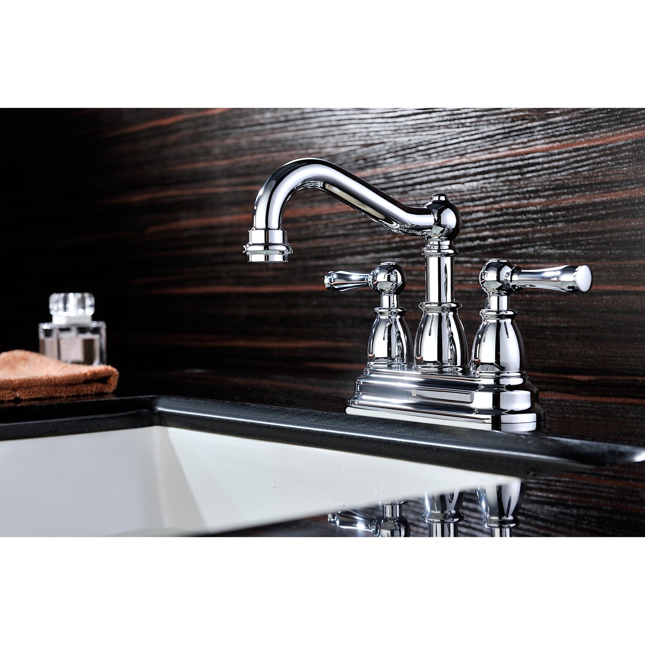 ANZZI, ANZZI Edge Series 4" Centerset Polished Chrome Mid-Arc Bathroom Sink Faucet