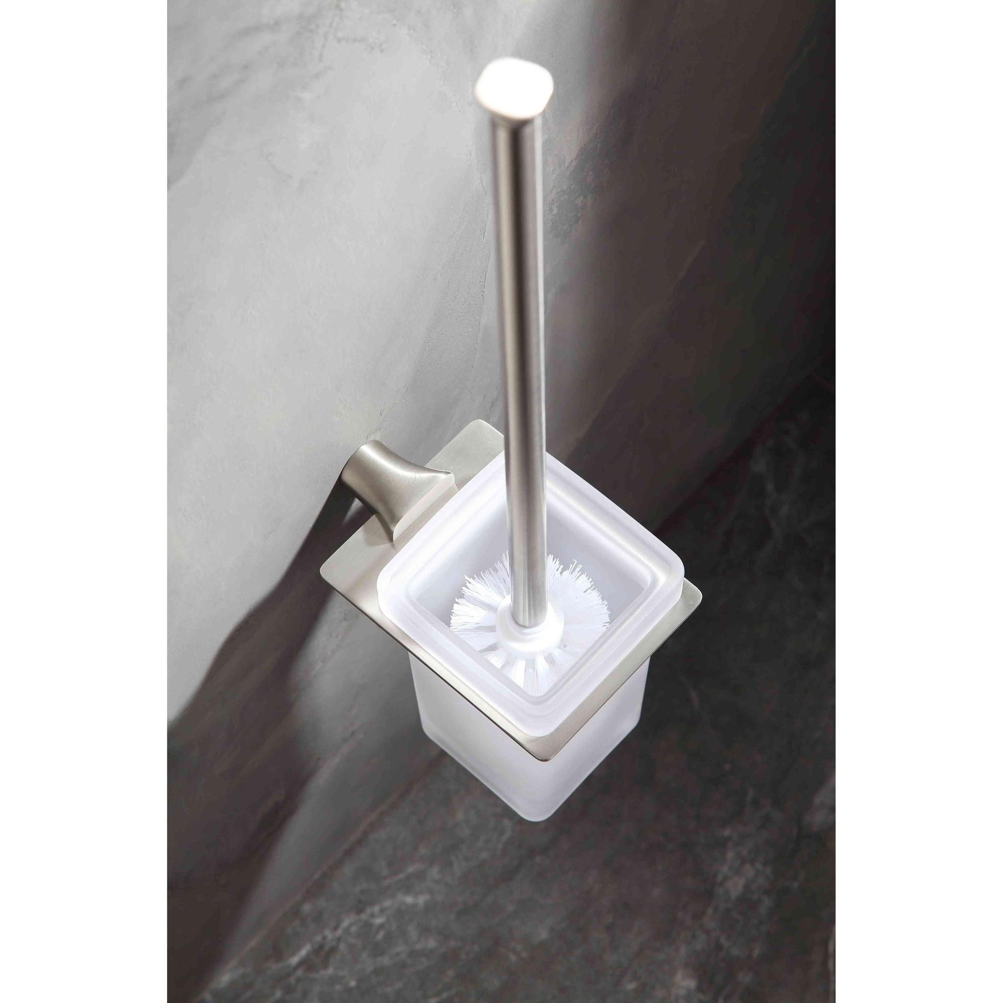 ANZZI, ANZZI Essence Series Brushed Nickel Wall-Mounted Toilet Brush With Holder