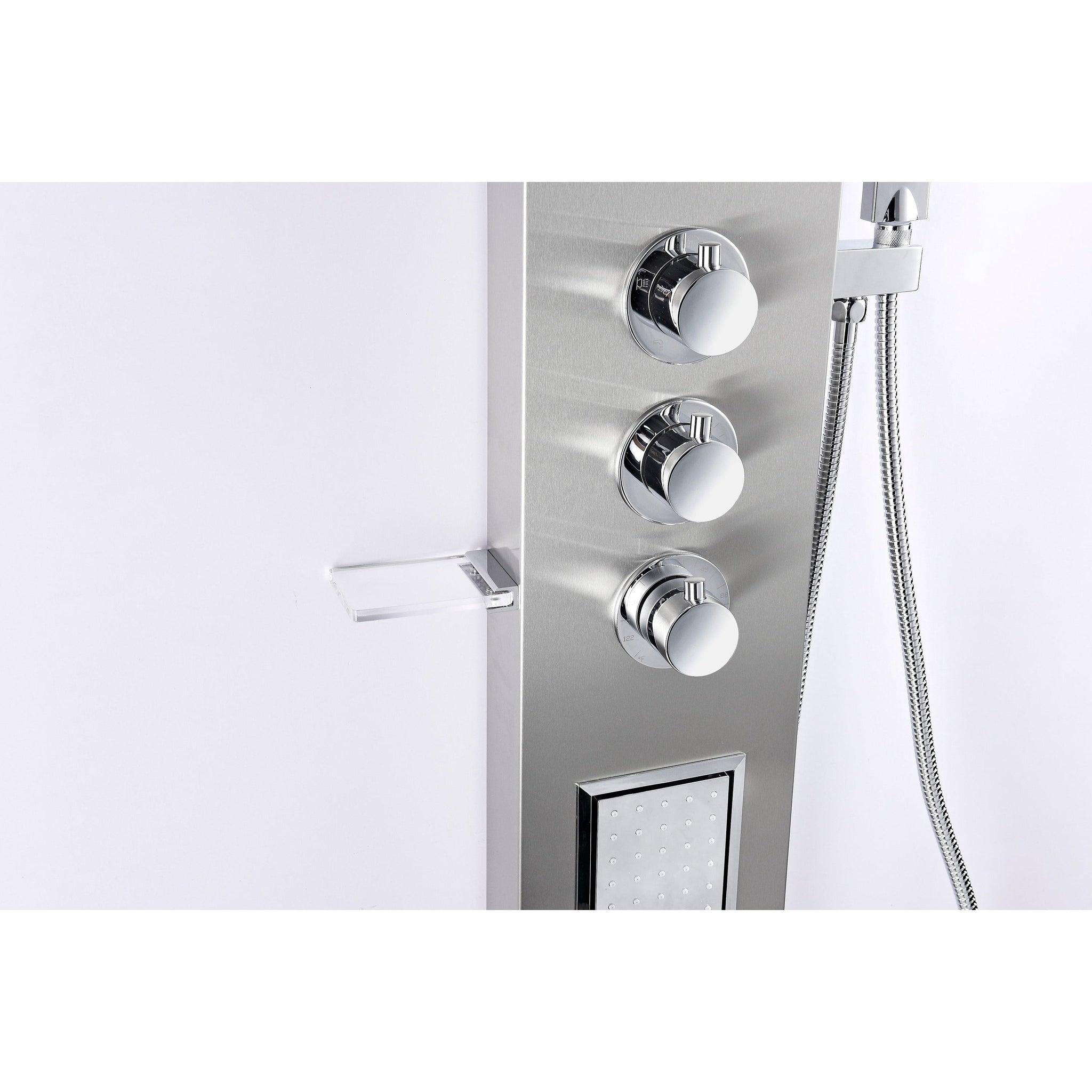 ANZZI, ANZZI Field Series 58" Brushed Stainless Steel 2-Jetted Full Body Shower Panel With Heavy Rain Shower Head and Euro-Grip Hand Sprayer