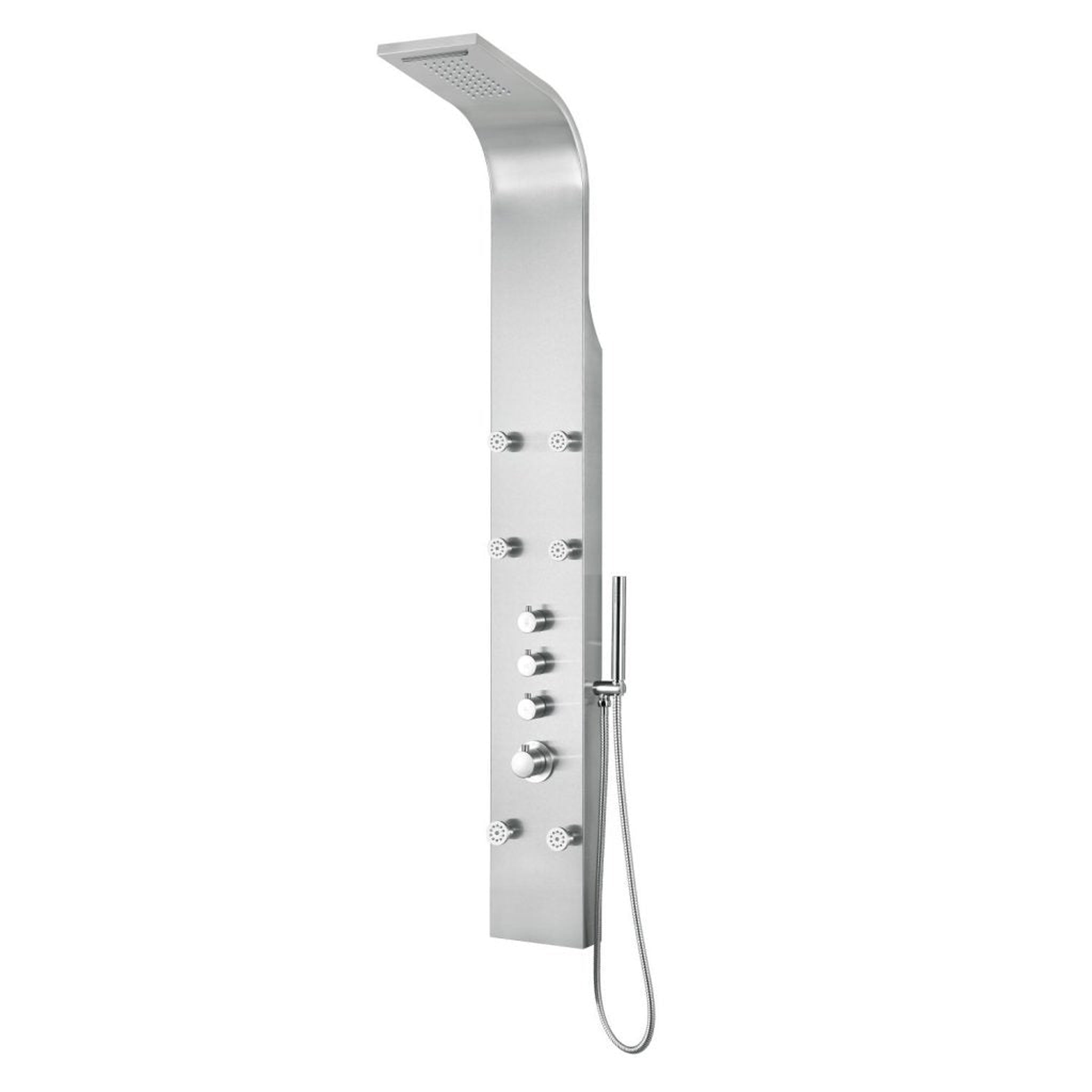 ANZZI, ANZZI Fontan Series 64" Brushed Stainless Steel 6-Jetted Full Body Shower Panel With Heavy Rain Shower Head and Euro-Grip Hand Sprayer