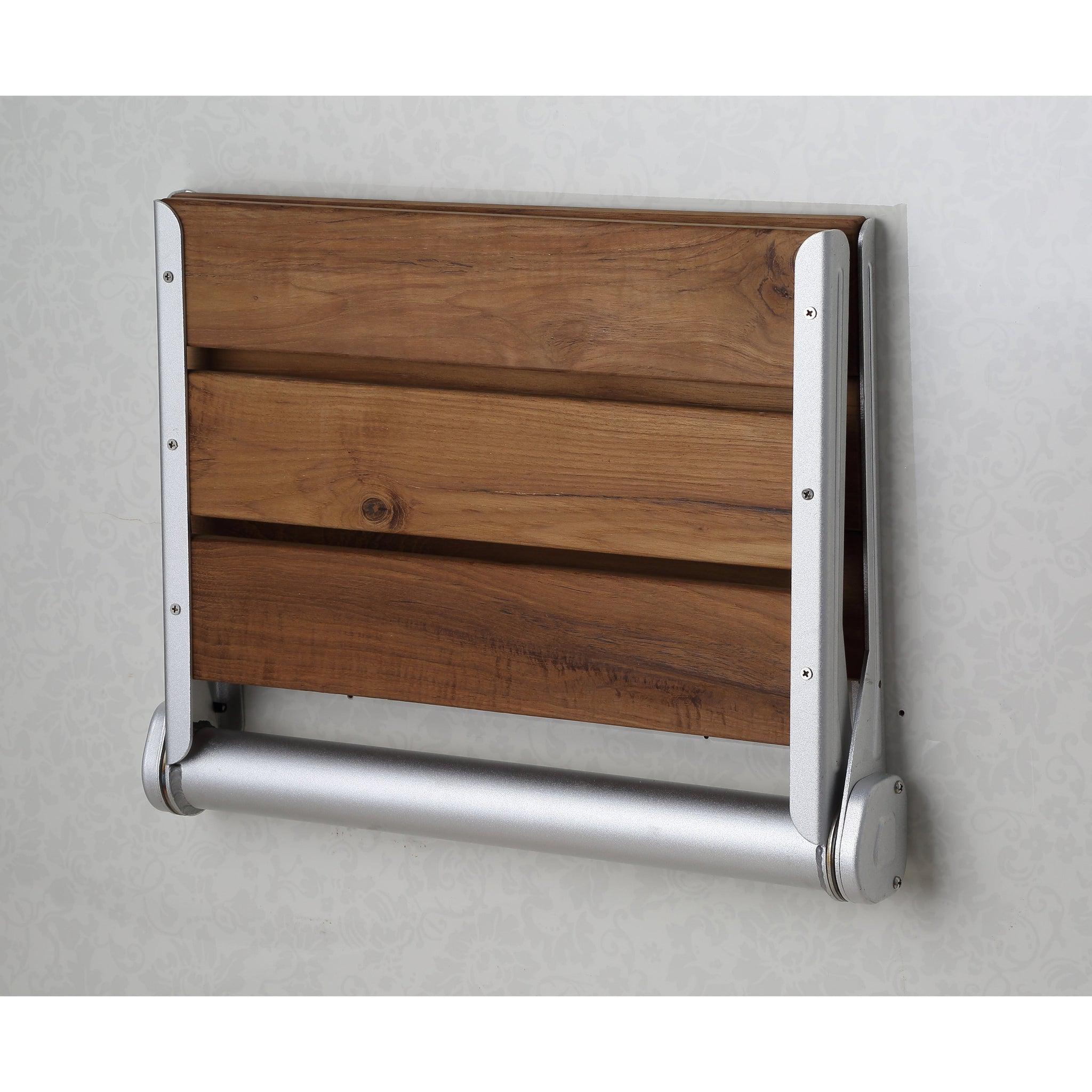 ANZZI, ANZZI Isle Series 15" x 19" Foldable Teak Wood Wall-Mounted Shower Bench