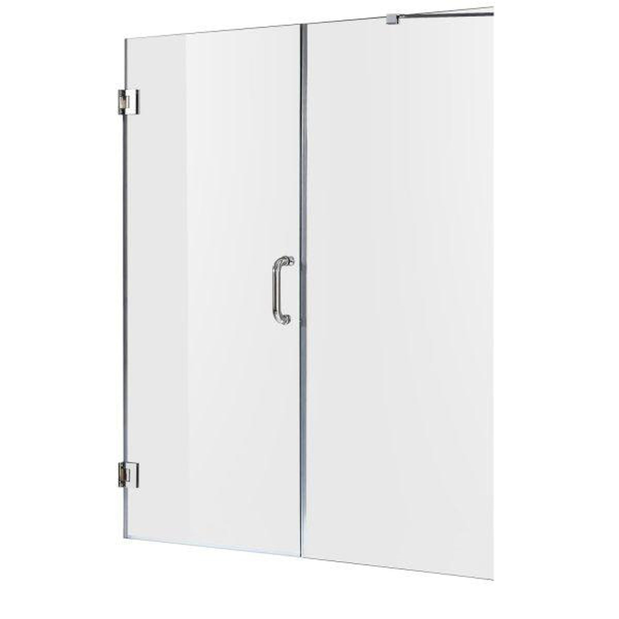 ANZZI, ANZZI Makata Series 60" x 72" Frameless Alcove Polished Chrome Hinged Shower Door With Handle and Tsunami Guard