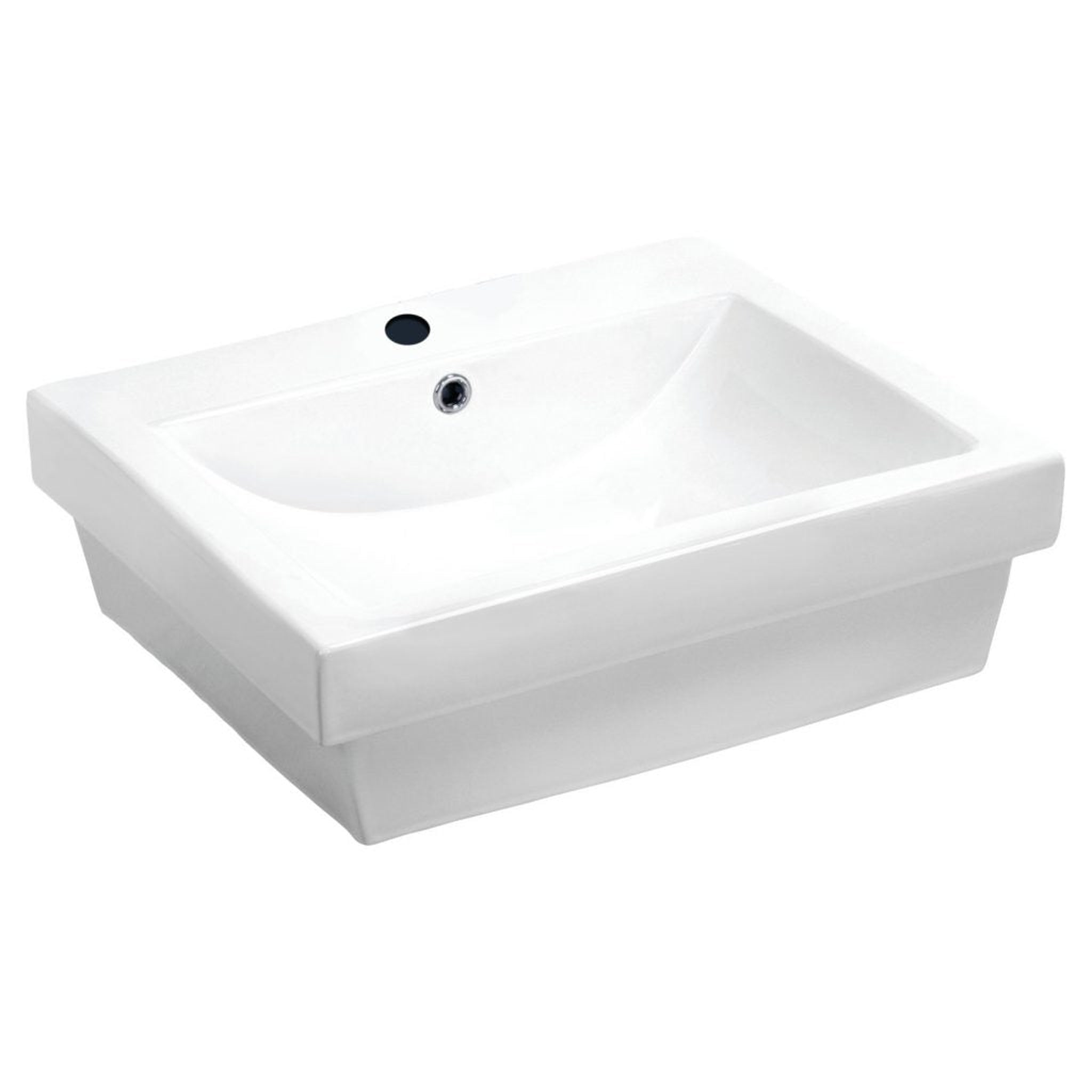 ANZZI, ANZZI Neptune Series 21" x 18" Single Hole Glossy White Rectangular Vessel Sink With Built-In Overflow