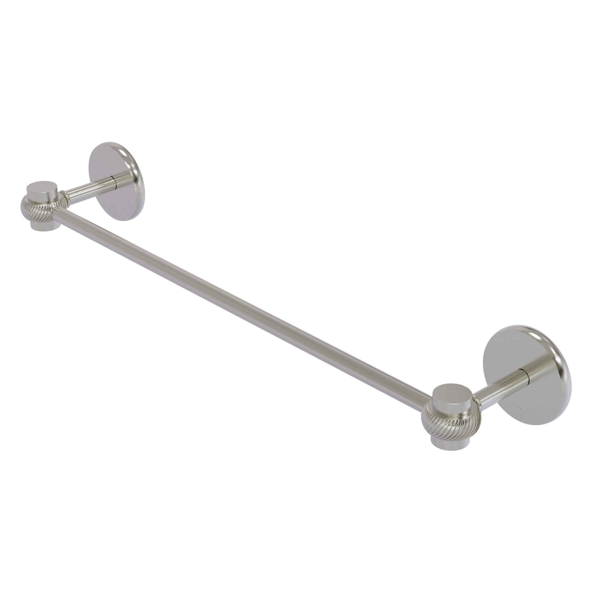 Allied Brass, Allied Brass Satellite Orbit One 18" x 20.5" Satin Nickel Solid Brass Towel Bar With Twist Accents