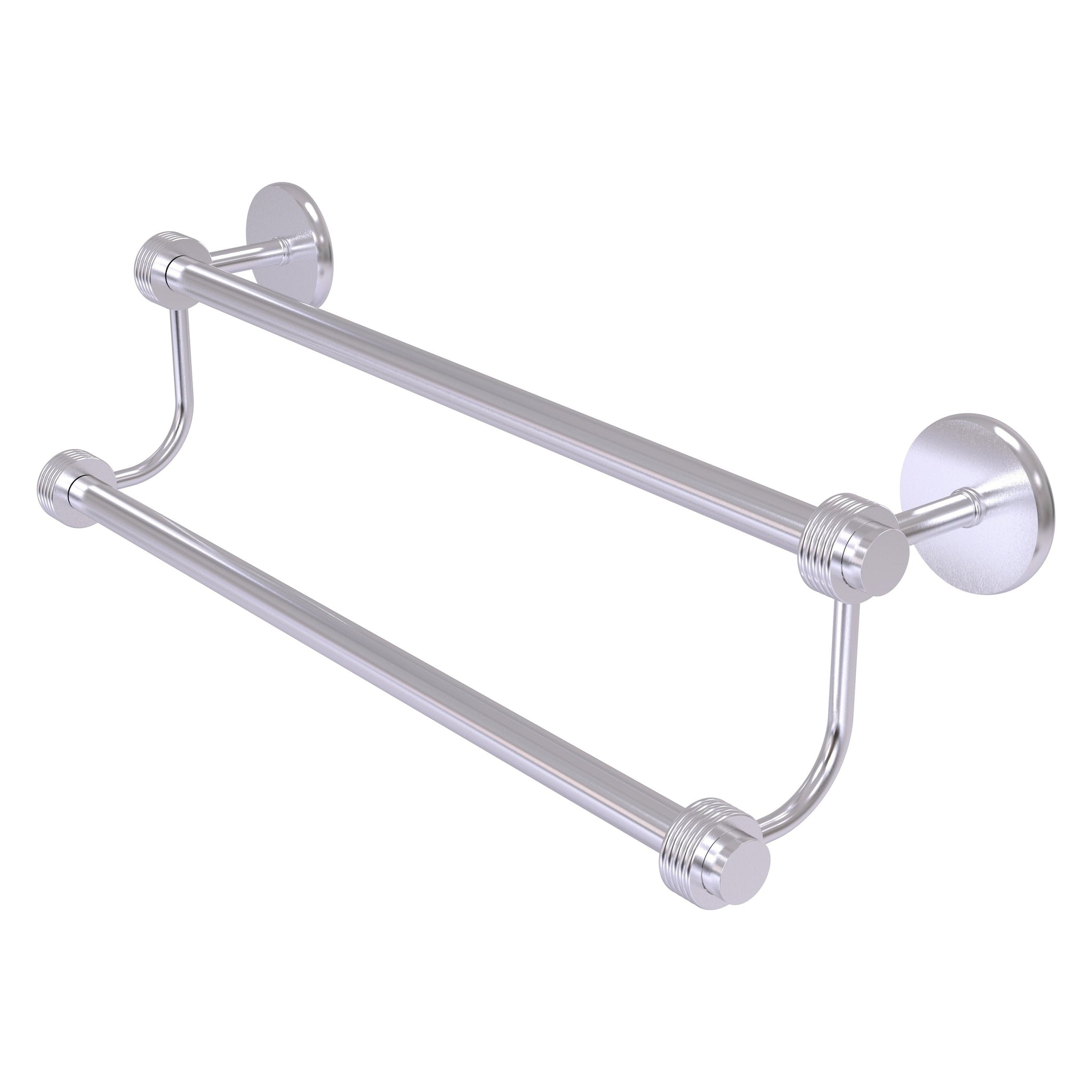 Allied Brass, Allied Brass Satellite Orbit Two 24" x 26.5" Satin Chrome Solid Brass Double Towel Bar With Grooved Accent