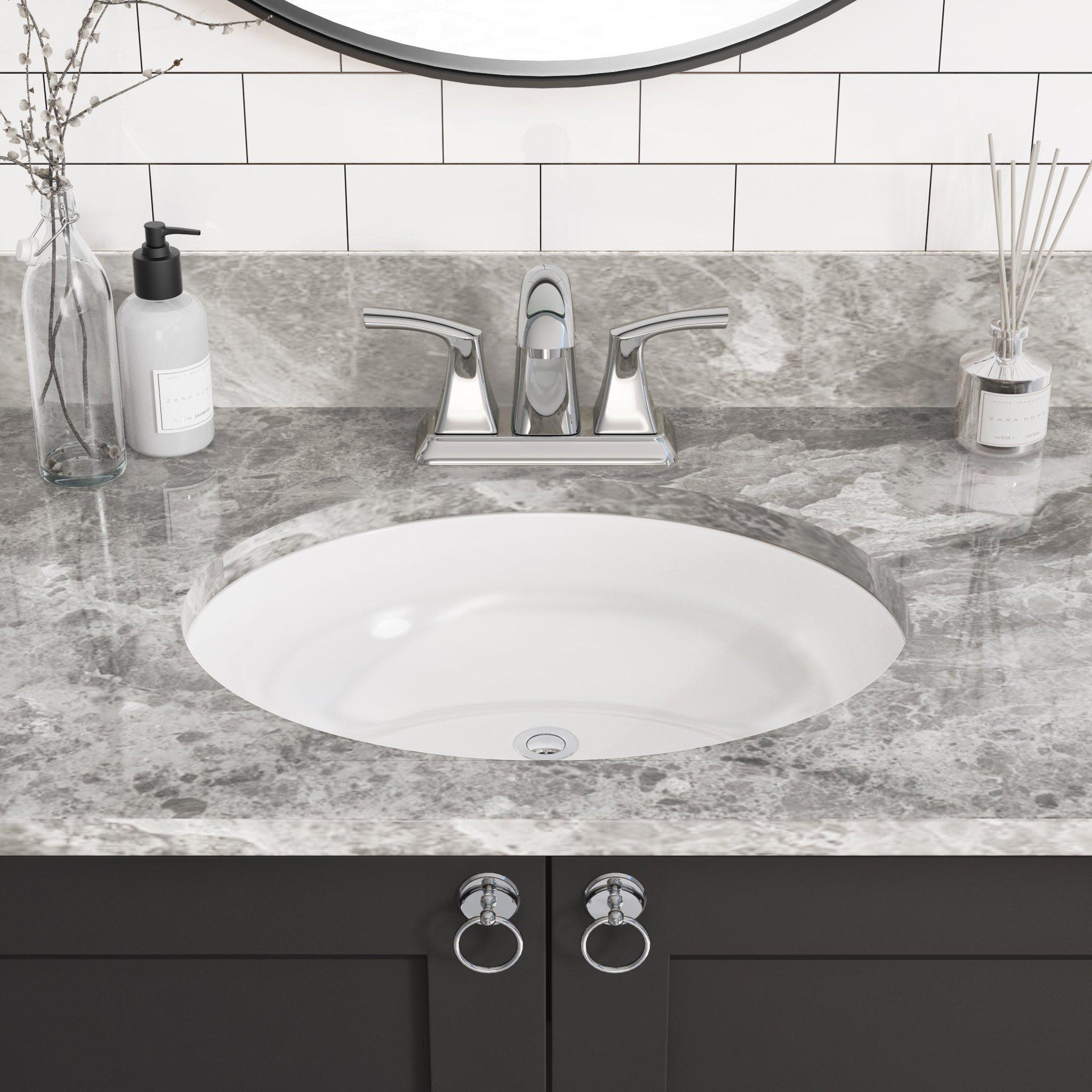 Allora USA, Allora USA 15.125" X 12.25" Vitreous China White Oval Porcelain Undermount Sink With Overflow