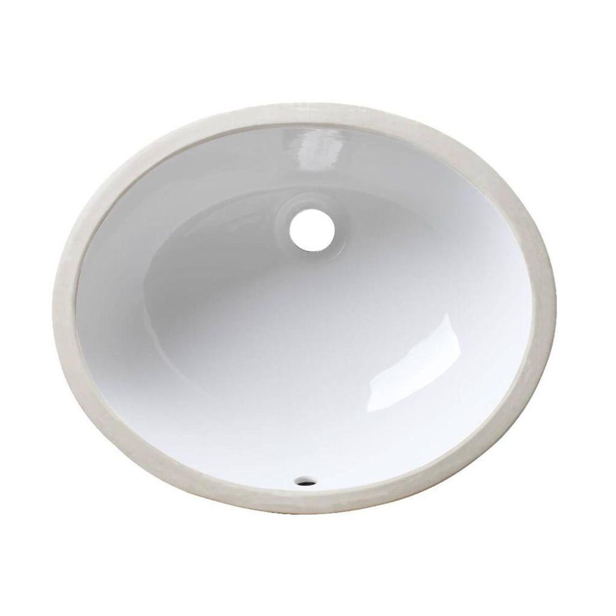 Allora USA, Allora USA 16" X 13.25" Vitreous China White Oval Porcelain Undermount Sink With Overflow