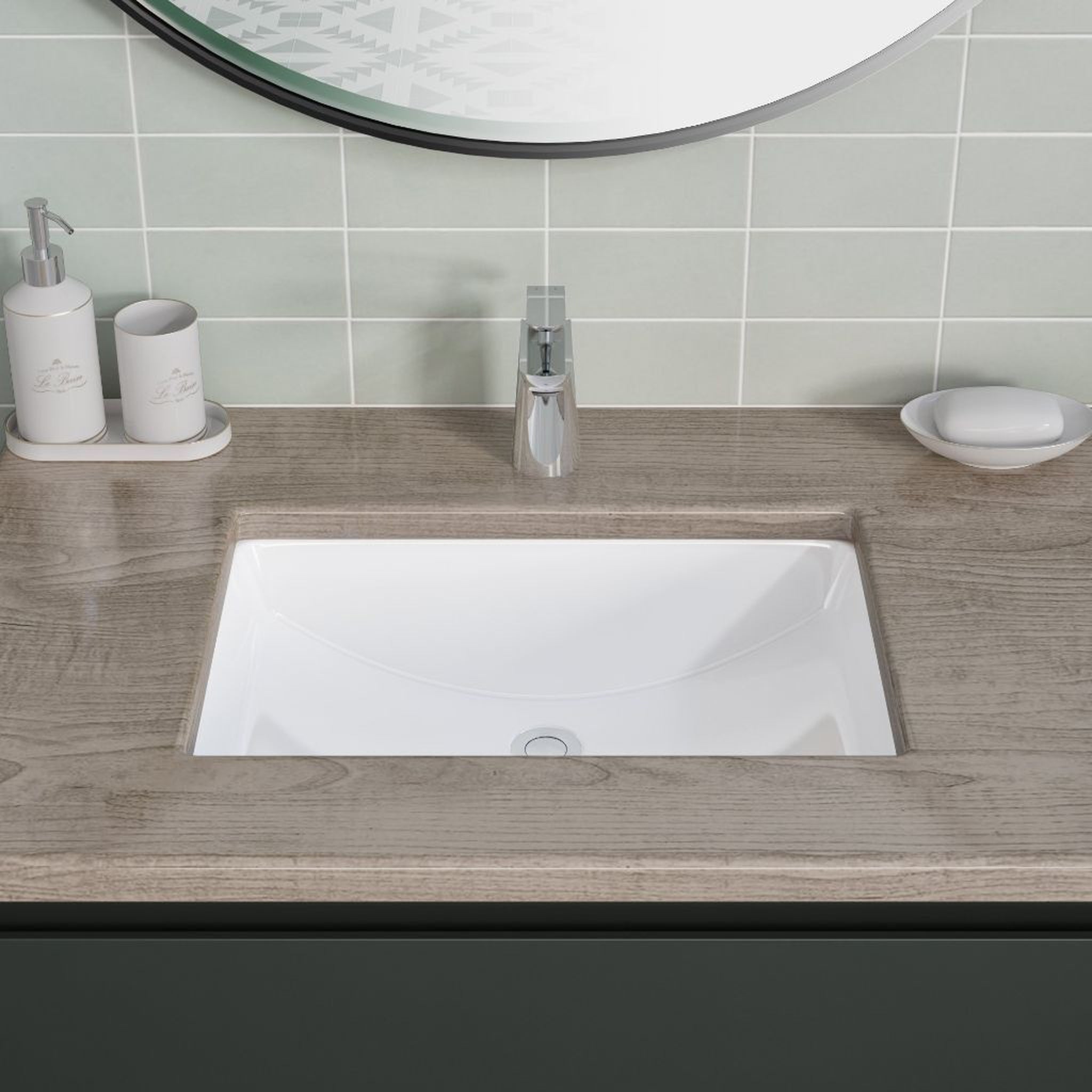 Allora USA, Allora USA 17.5" X 13.625" White Vitreous China Rectangular Undermount Sink With Overflow