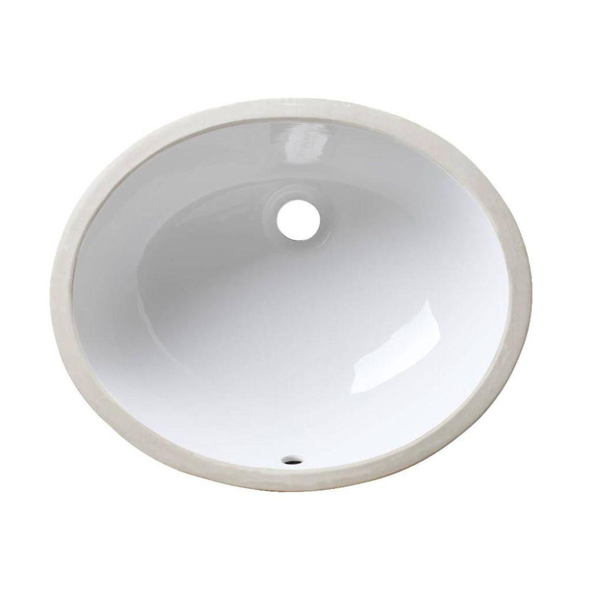 Allora USA, Allora USA 18.5" X 15.125" Vitreous China White Oval Porcelain Undermount Sink with Overflow