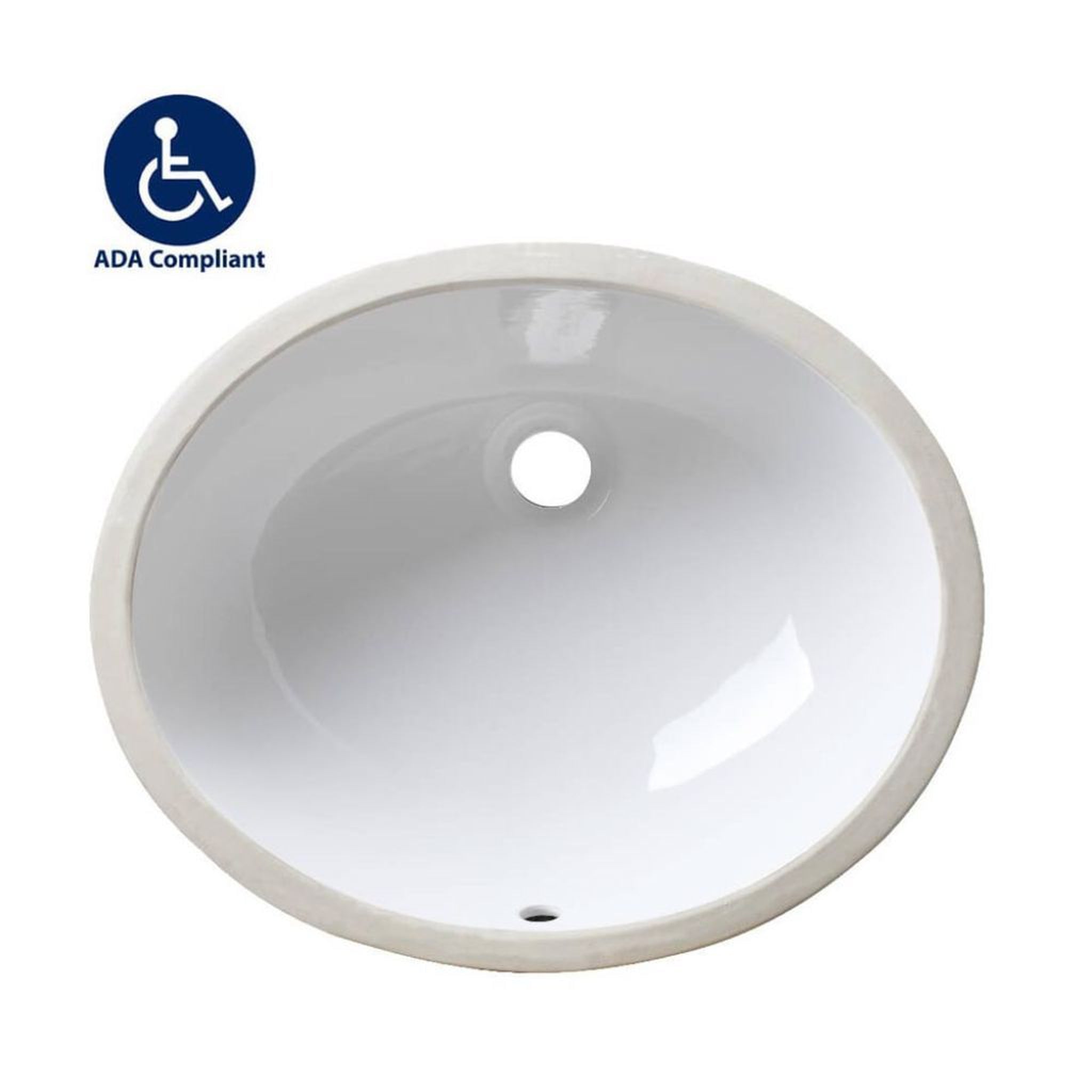 Allora USA, Allora USA 19.5" X 16" ADA Compliant Ceramic White Oval Undermount Sink With Overflow