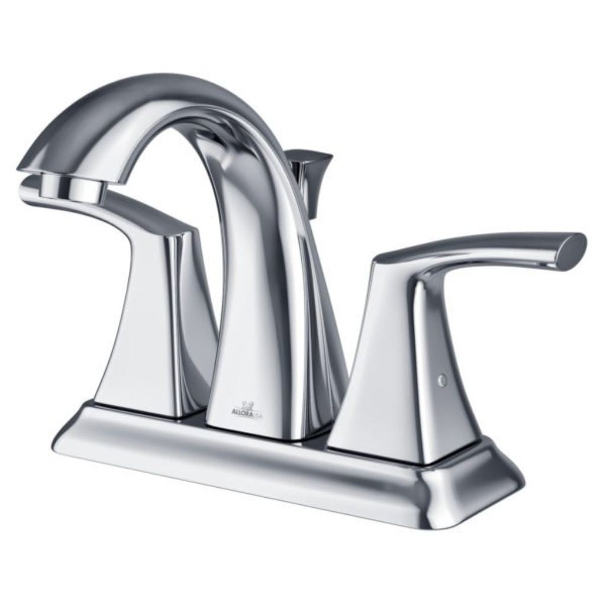 Allora USA, Allora USA Tulip Dual Handle Centerset Chrome Bathroom Faucet With Drain Assembly