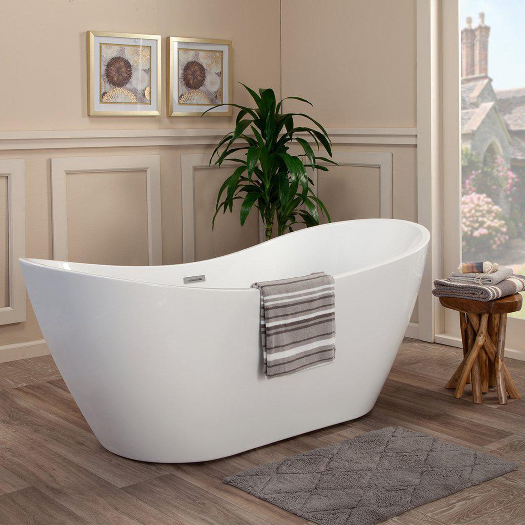 Altair, Altair Alana 70" x 32" White Acrylic Freestanding Bathtub