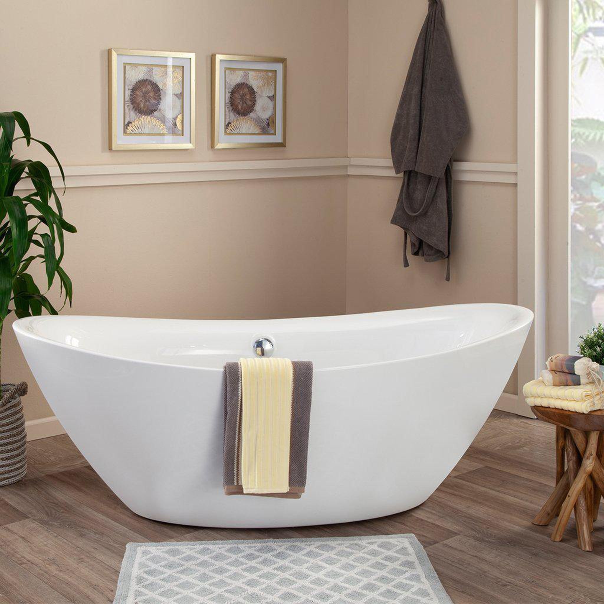 Altair, Altair Allegra 71" x 34" White Acrylic Freestanding Bathtub