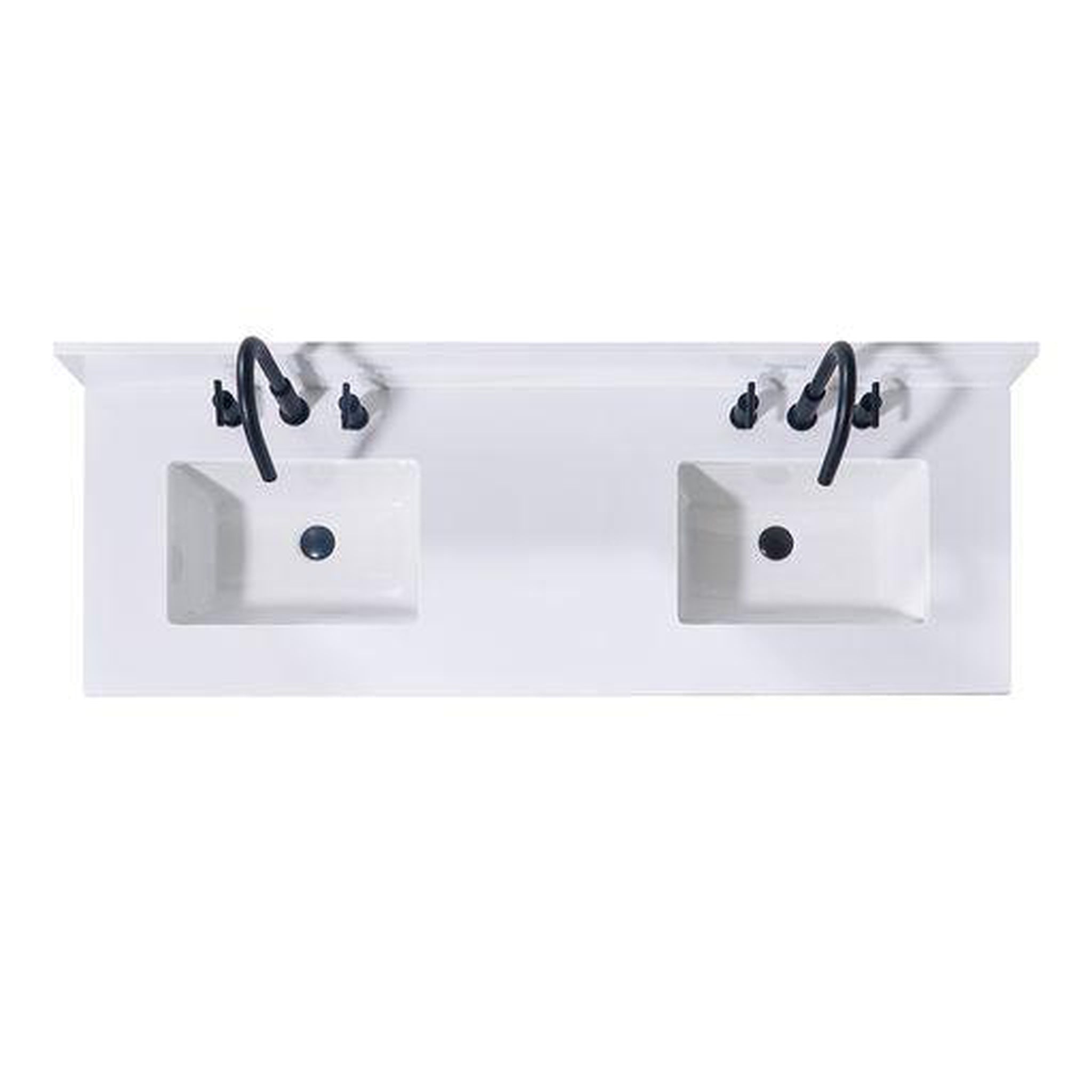 Altair, Altair Andalo 61" x 22" Snow White Composite Stone Bathroom Vanity Top With Double White SInk