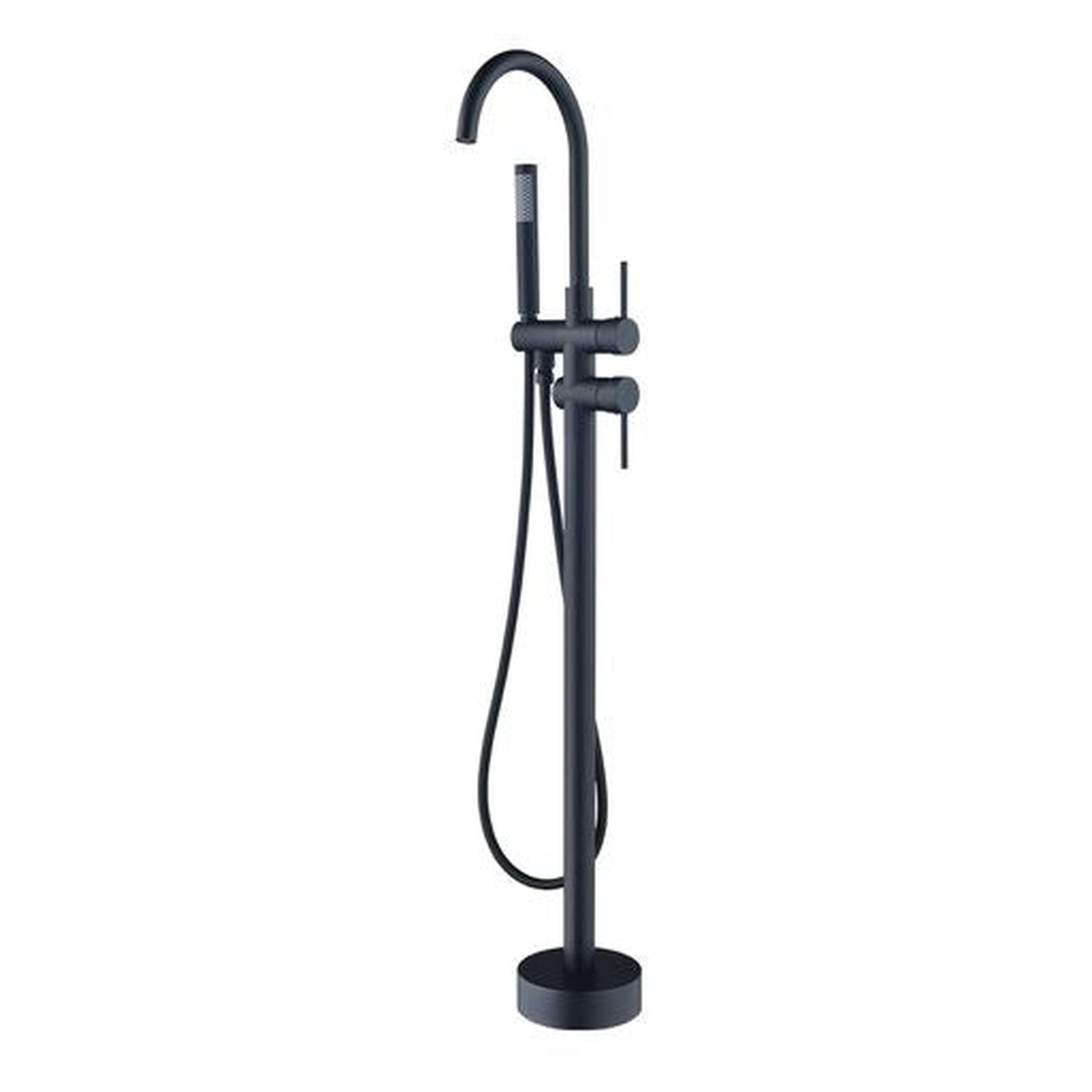 Altair, Altair Assens Matte Black Double Lever Handle Freestanding Bathtub Faucet With Handshower