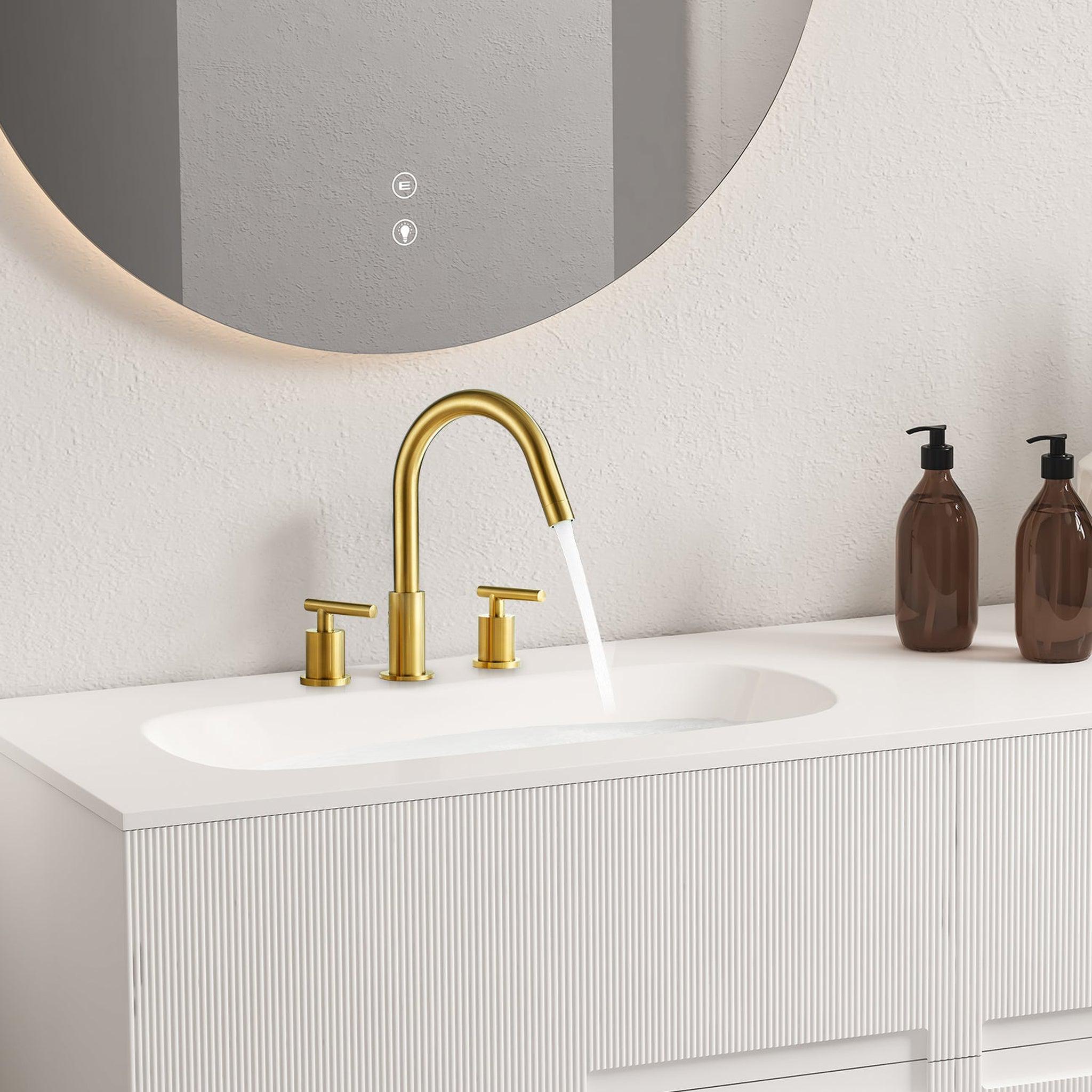 Altair, Altair Balen 8" Widespread 2-Handle Brushed Gold High-Arc Sink Faucet