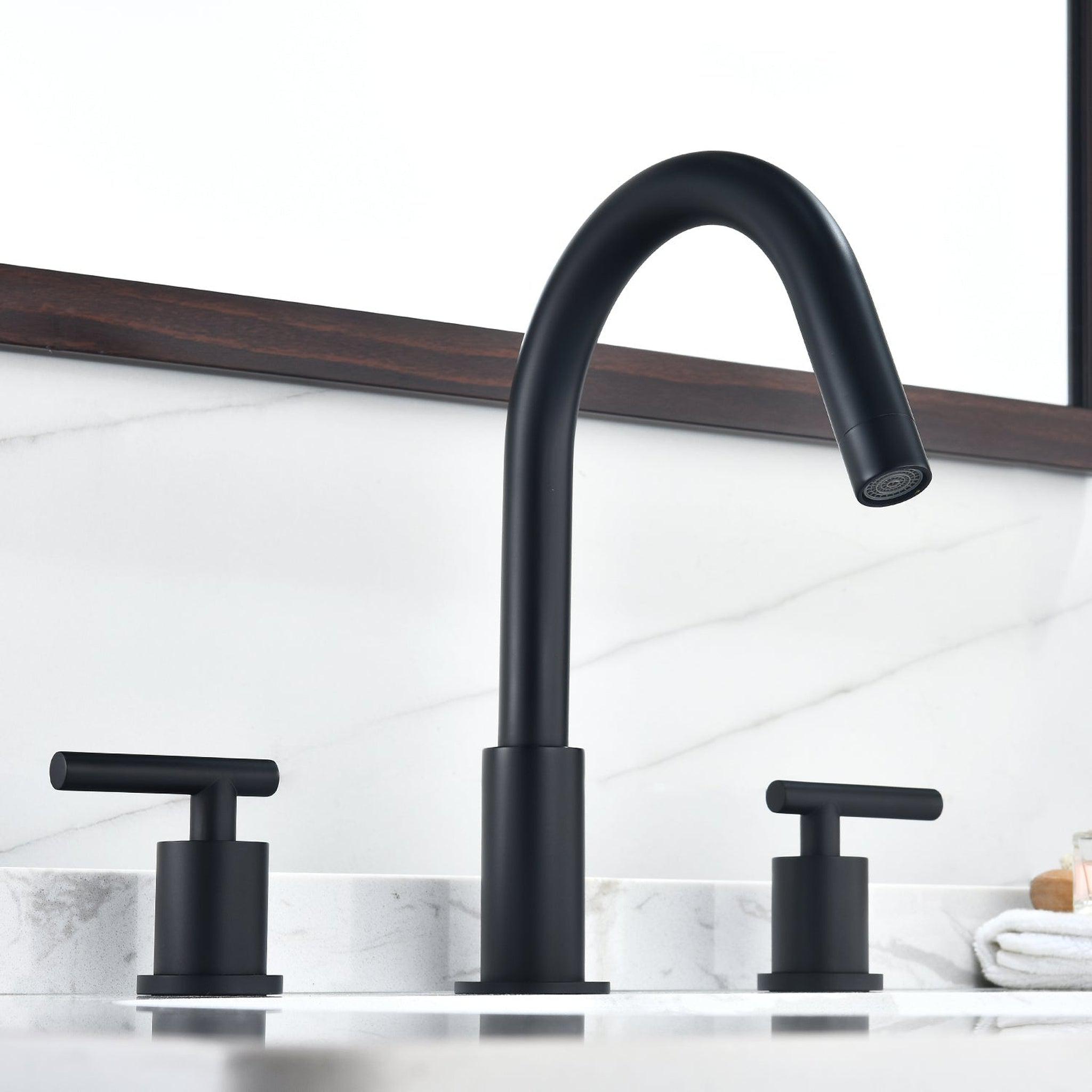 Altair, Altair Balen 8" Widespread 2-Handle Matte Black High-Arc Sink Faucet