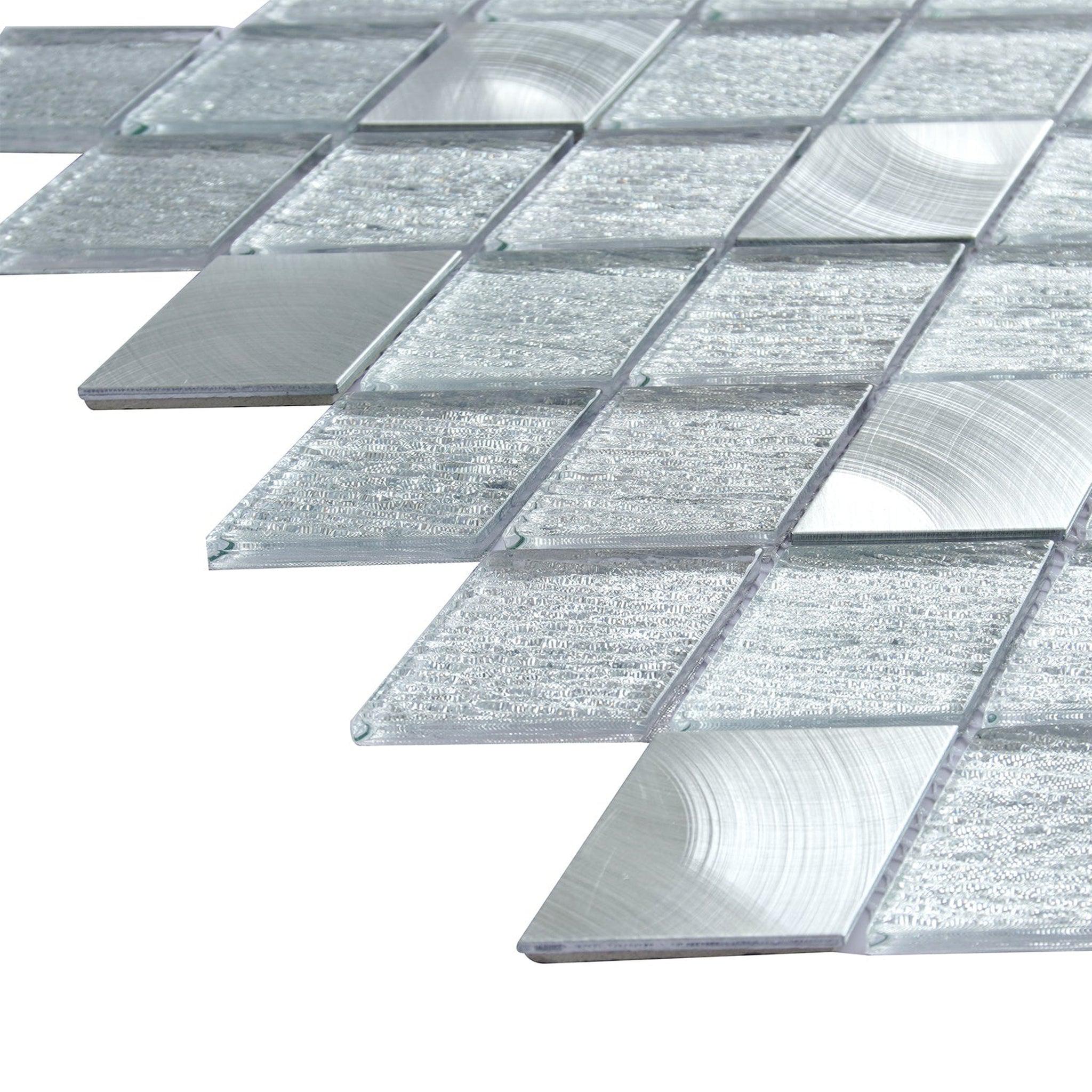 Altair, Altair Ballagh 15 pcs. Diamond Silver Gray Glass Mosaic Wall Tile