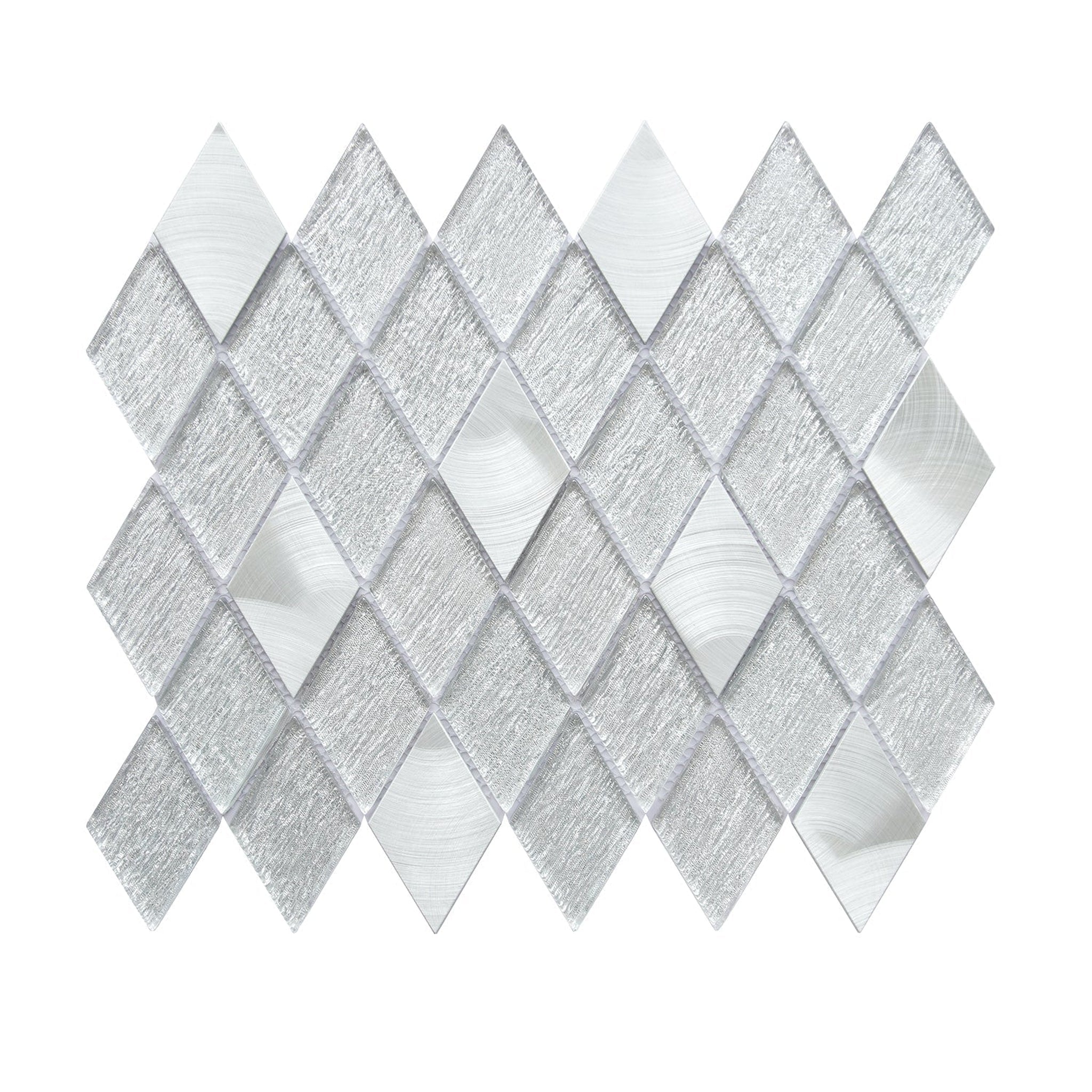 Altair, Altair Ballagh 15 pcs. Diamond Silver Gray Glass Mosaic Wall Tile