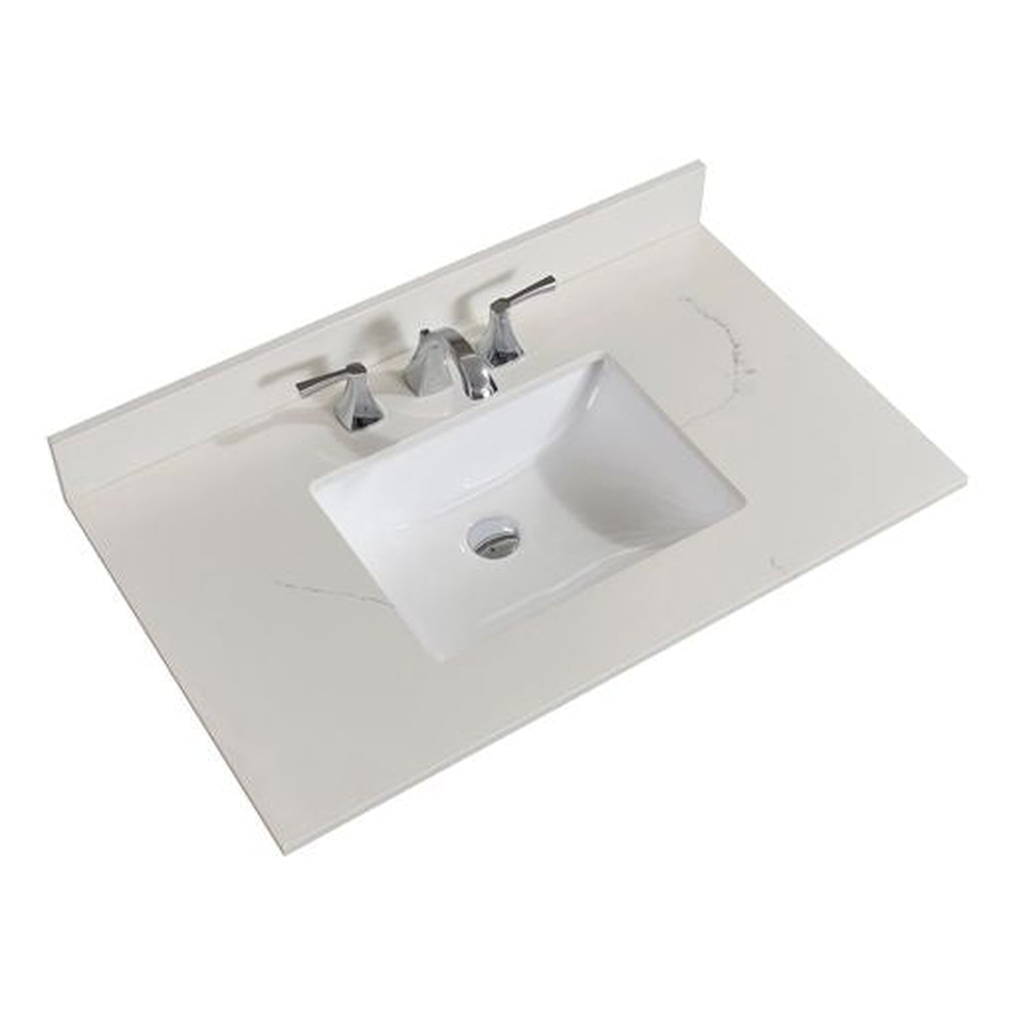 Altair, Altair Belluno 37" x 22" Milano White Composite Stone Bathroom Vanity Top With White SInk