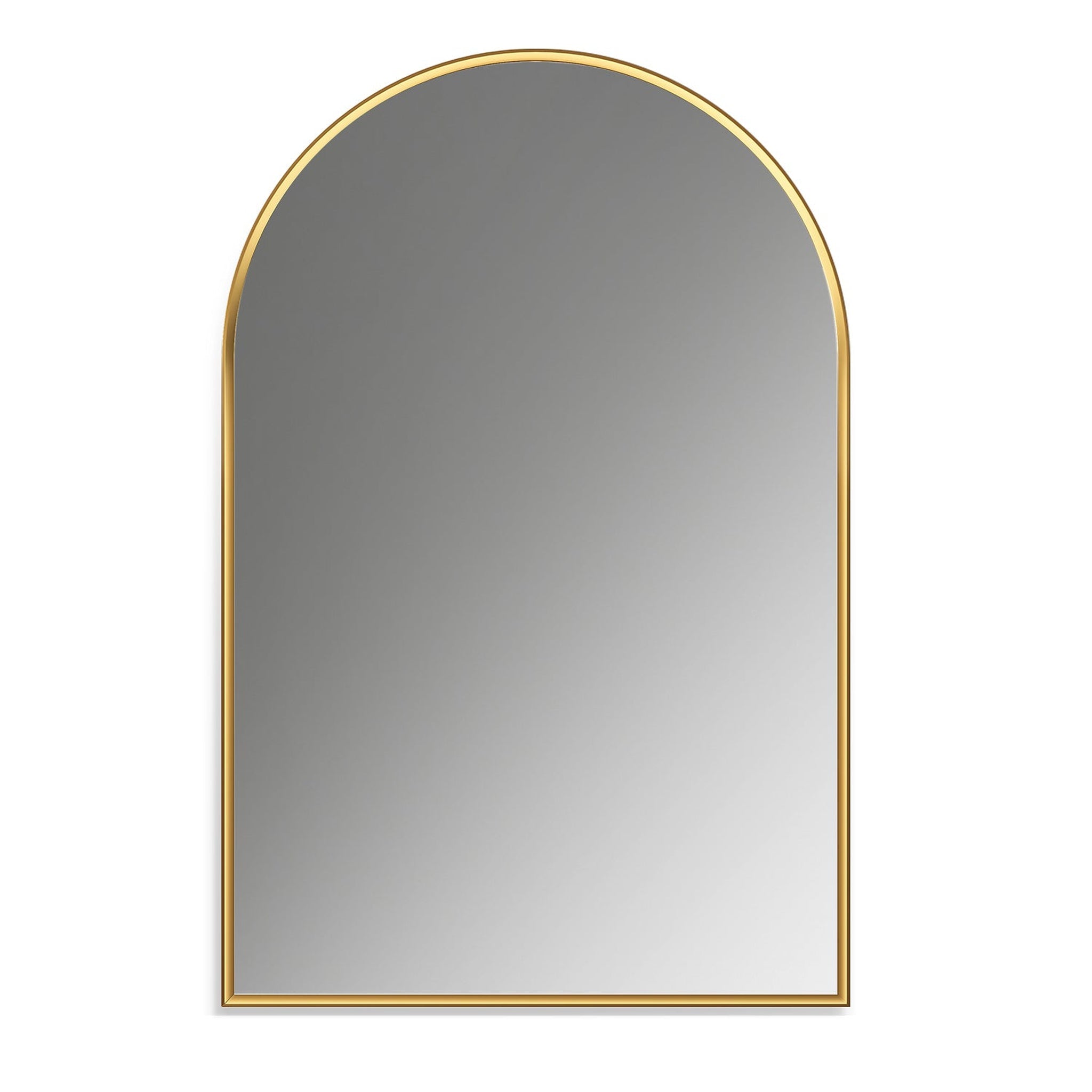 Altair, Altair Benoni 24" x 36" Arch Brushed Gold Aluminum Framed Wall-Mounted Mirror