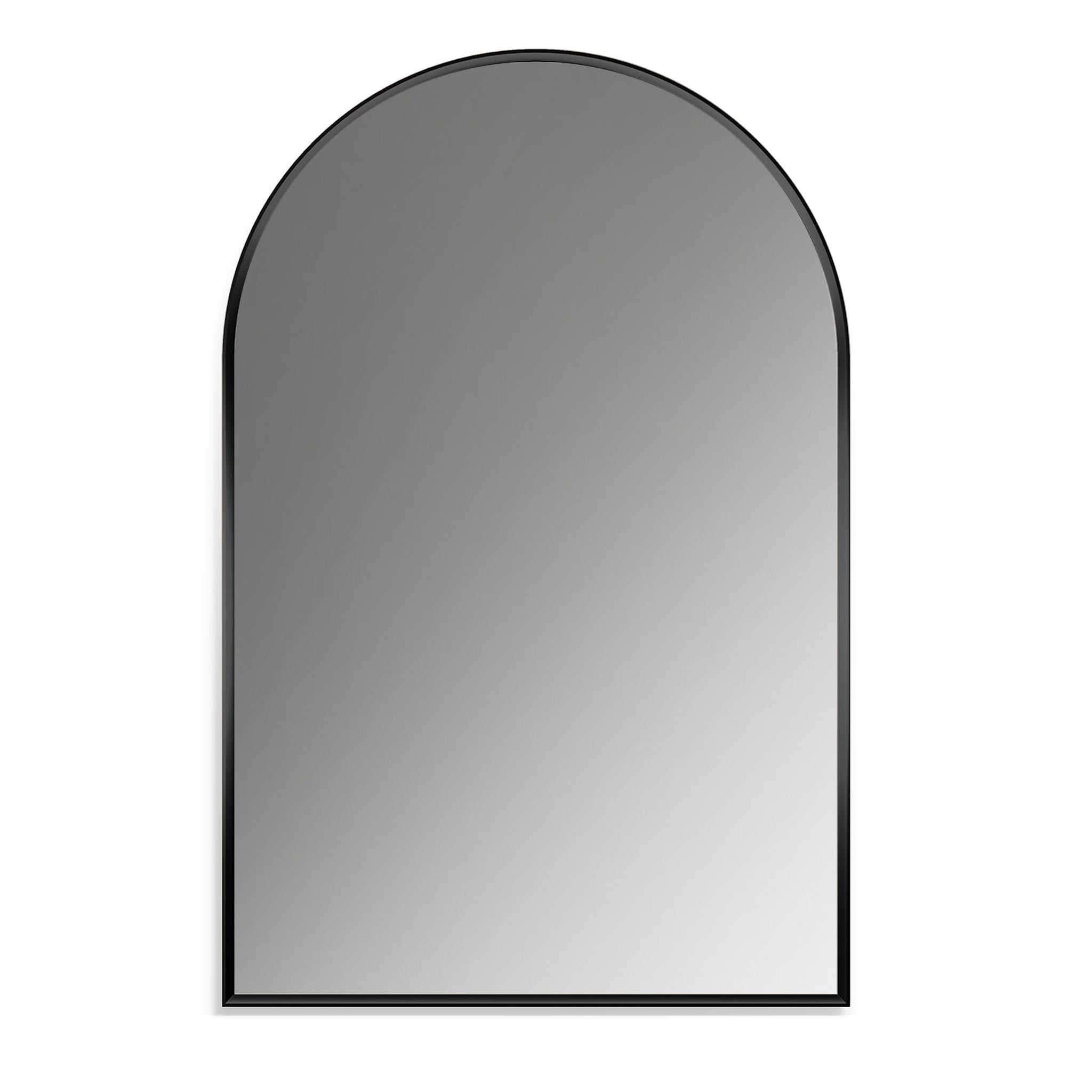 Altair, Altair Benoni 24" x 36" Arch Matte Black Aluminum Framed Wall-Mounted Mirror