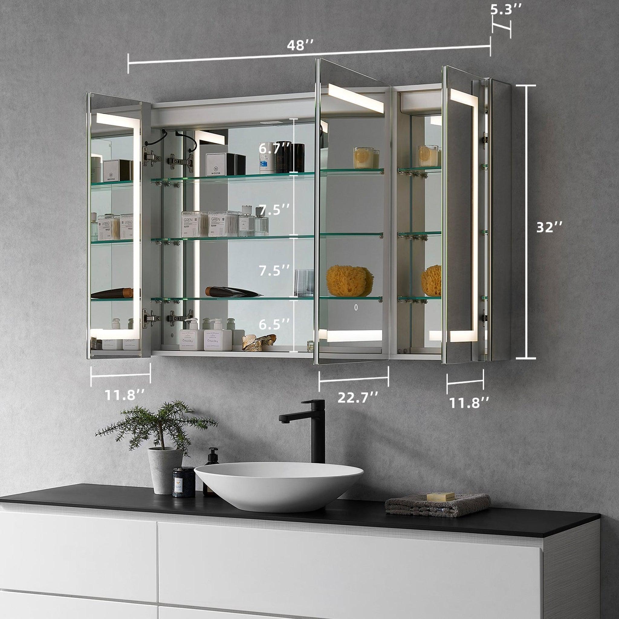 Altair, Altair Bojano 48" Rectangle Surface-Mount/Recessed LED Medicine Cabinet