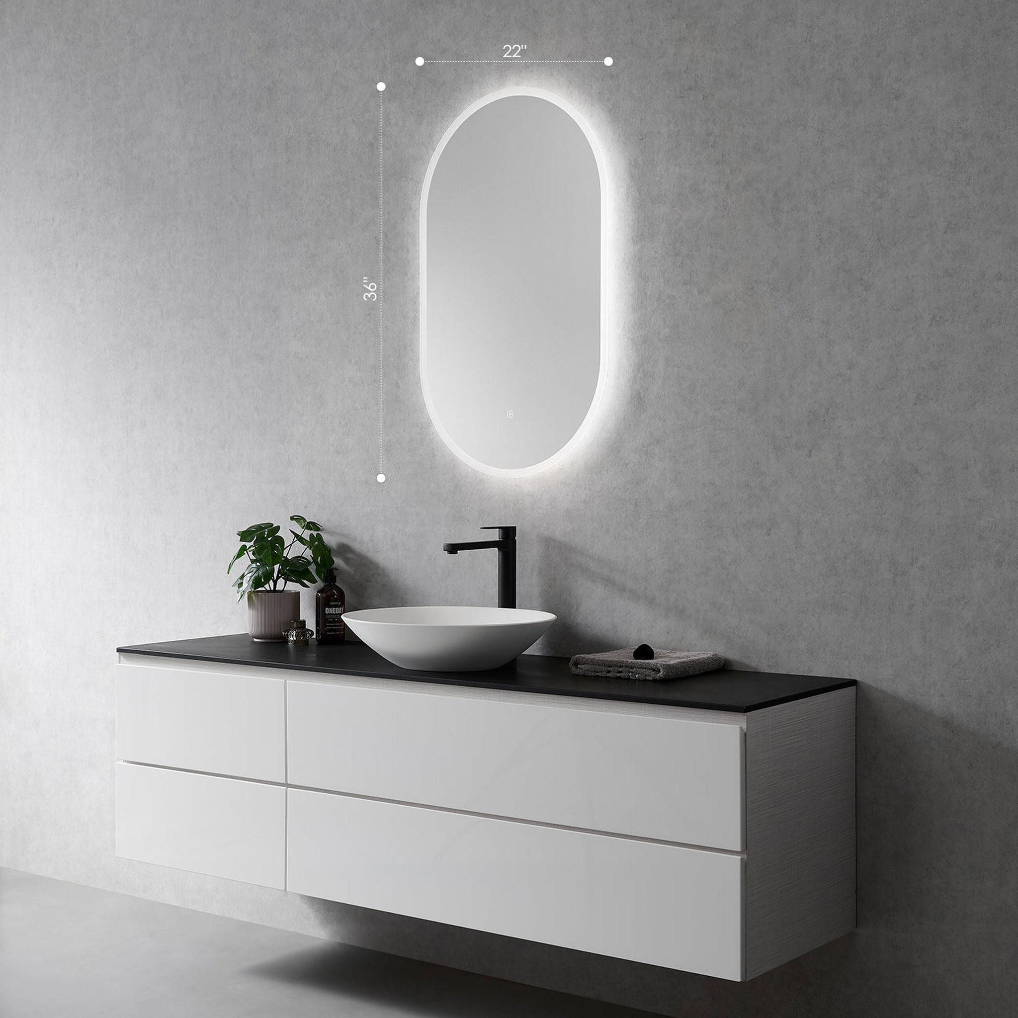 Altair, Altair Borgo 22" x 36" Oval Wall-Mounted LED Mirror