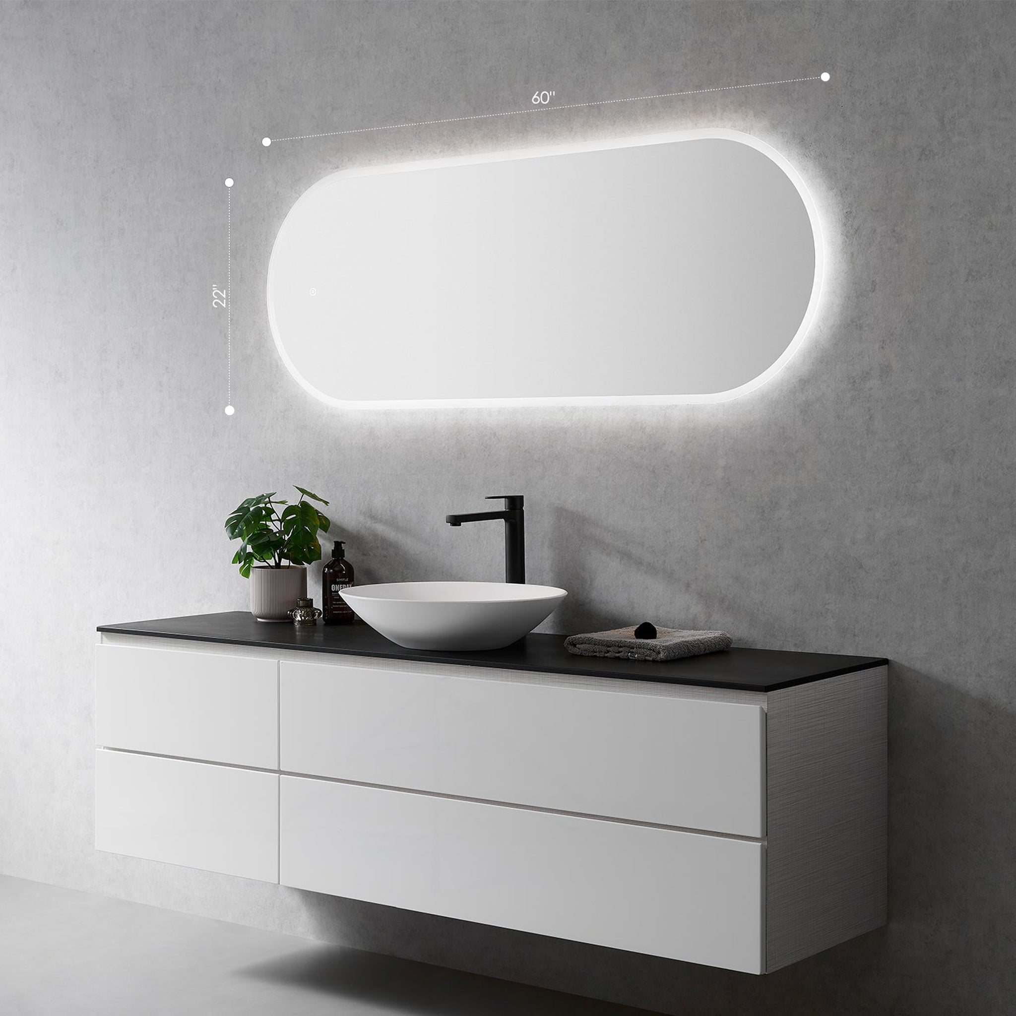 Altair, Altair Borgo 22" x 60" Oval Wall-Mounted LED Mirror