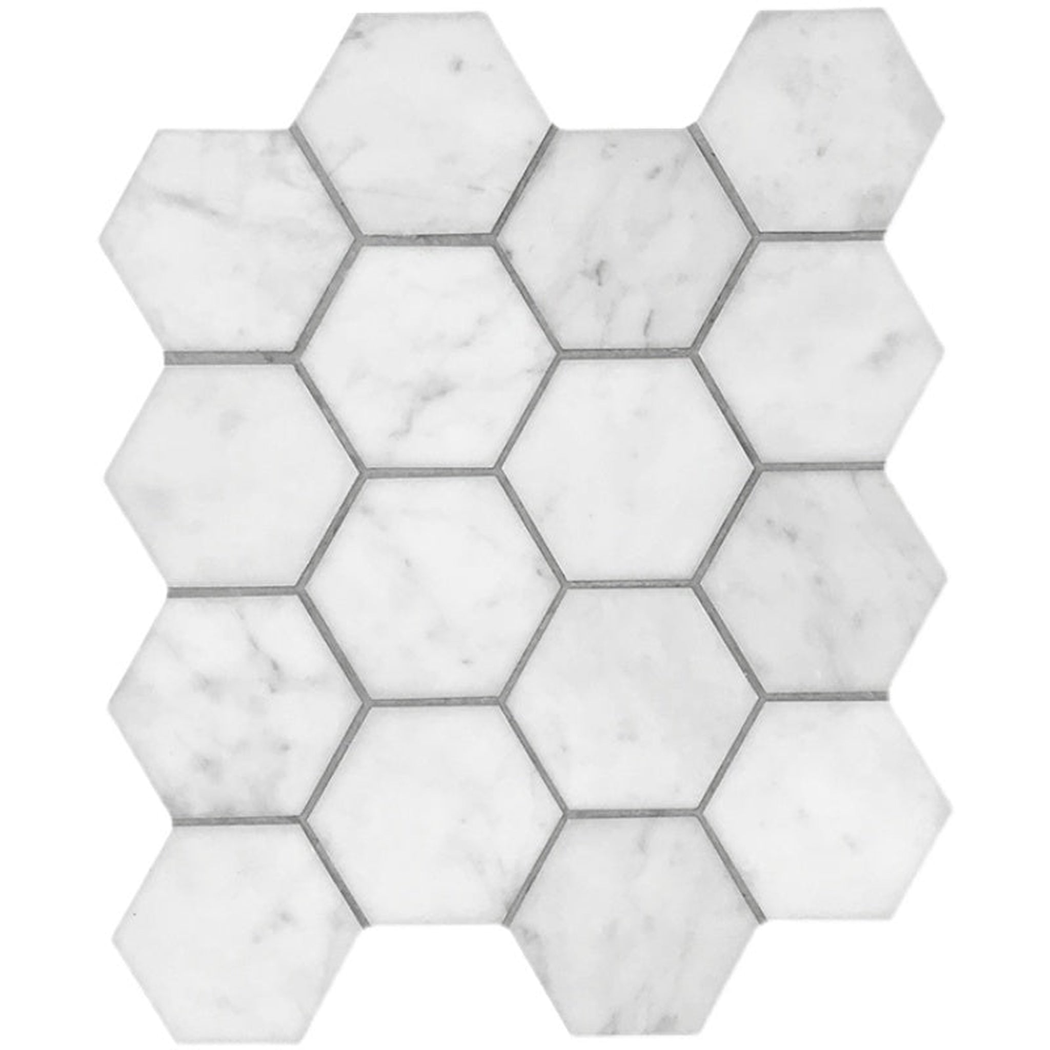 Altair, Altair Burgos 11 pcs. Hexagon Carrara White Marble Mosaic Floor and Wall Tile