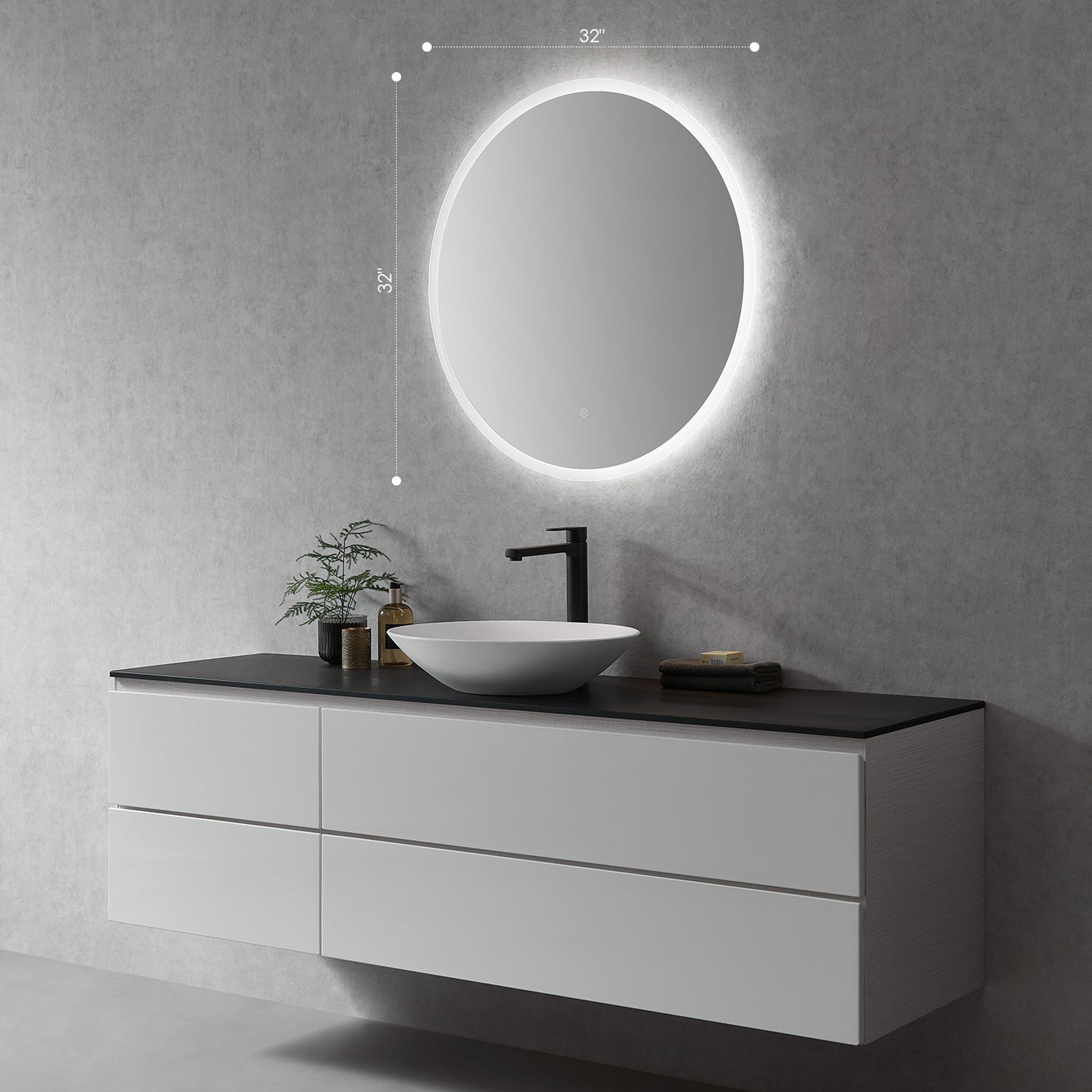 Altair, Altair Dimora 32" Round Wall-Mounted LED Mirror