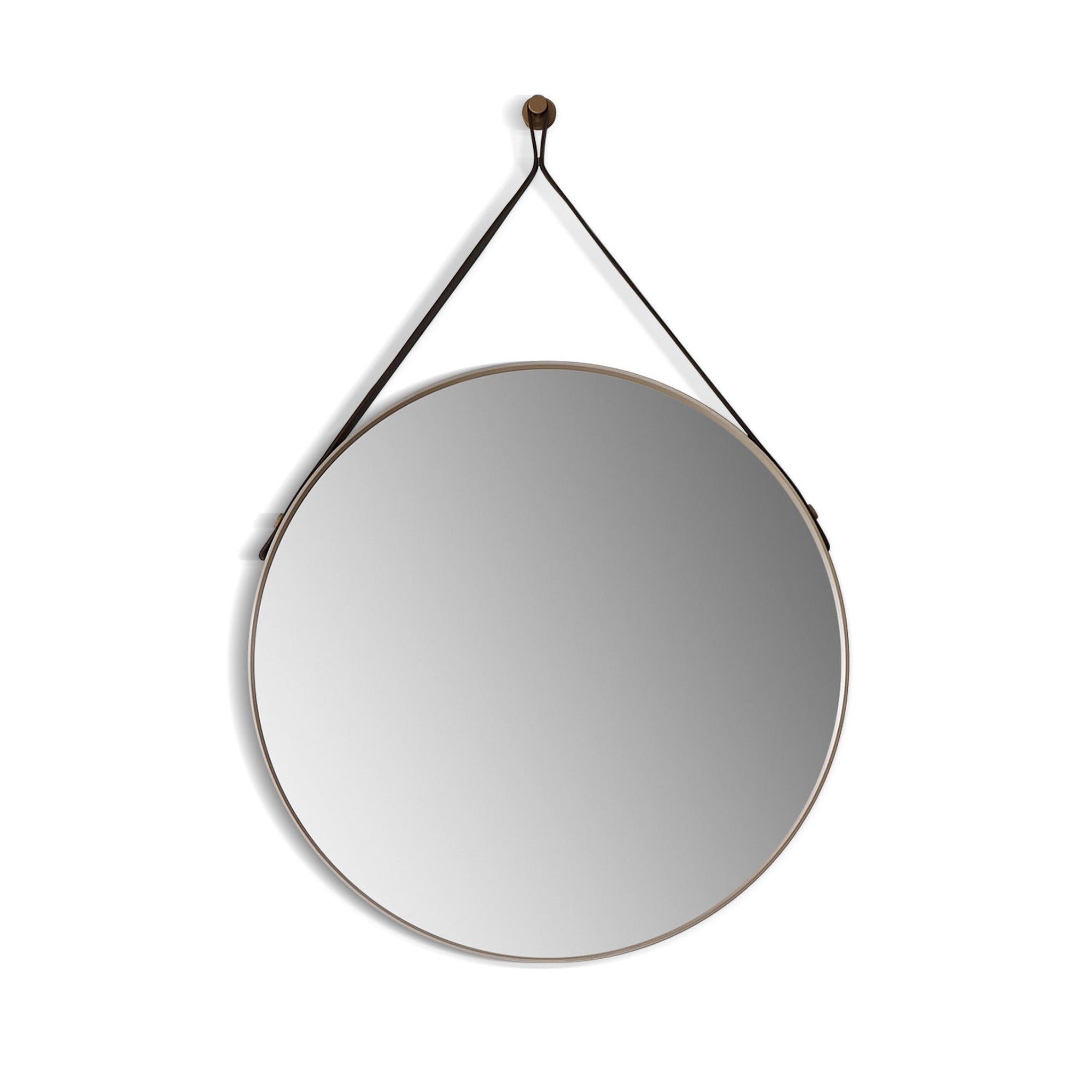 Altair, Altair Epoca 28" Round Brushed Gold Aluminum Framed Wall-Mounted Mirror