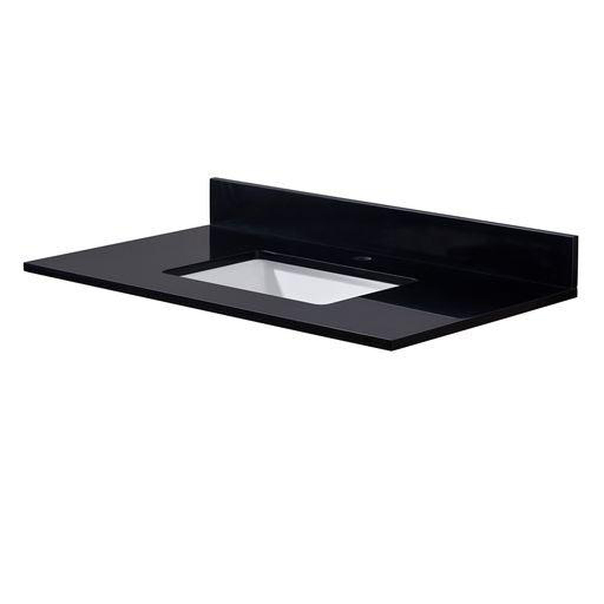 Altair, Altair Feltre 37" x 22" Imperial Black Composite Stone Bathroom Vanity Top With White SInk