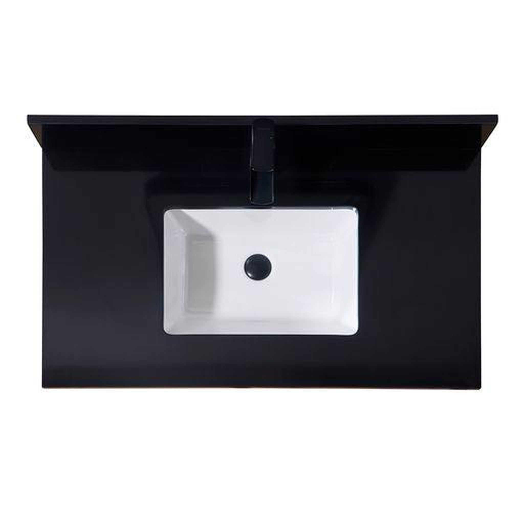 Altair, Altair Feltre 37" x 22" Imperial Black Composite Stone Bathroom Vanity Top With White SInk