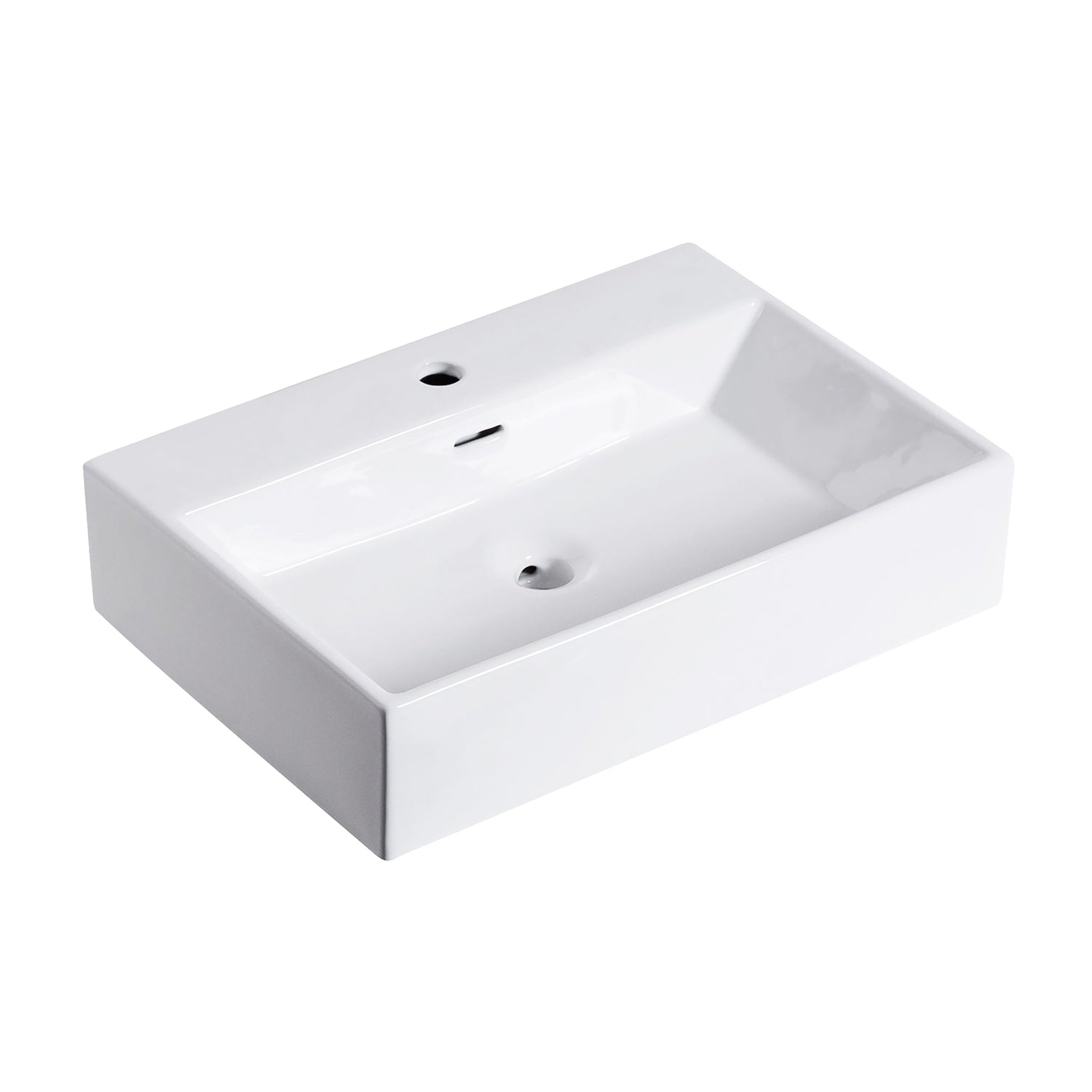 Altair, Altair Fremont 24" Rectangular White Ceramic Bathroom Vanity Vessel Sink With Overflow