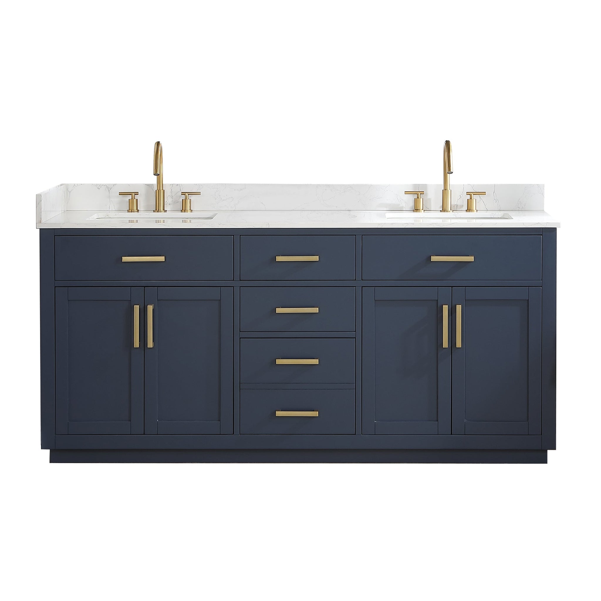 Altair, Altair Gavino 72" Royal Blue Freestanding Double Bathroom Vanity Set With Grain White Composite Stone Top, Single Rectangular Undermount Ceramic Sink, Overflow, Sidesplash, and Backsplash