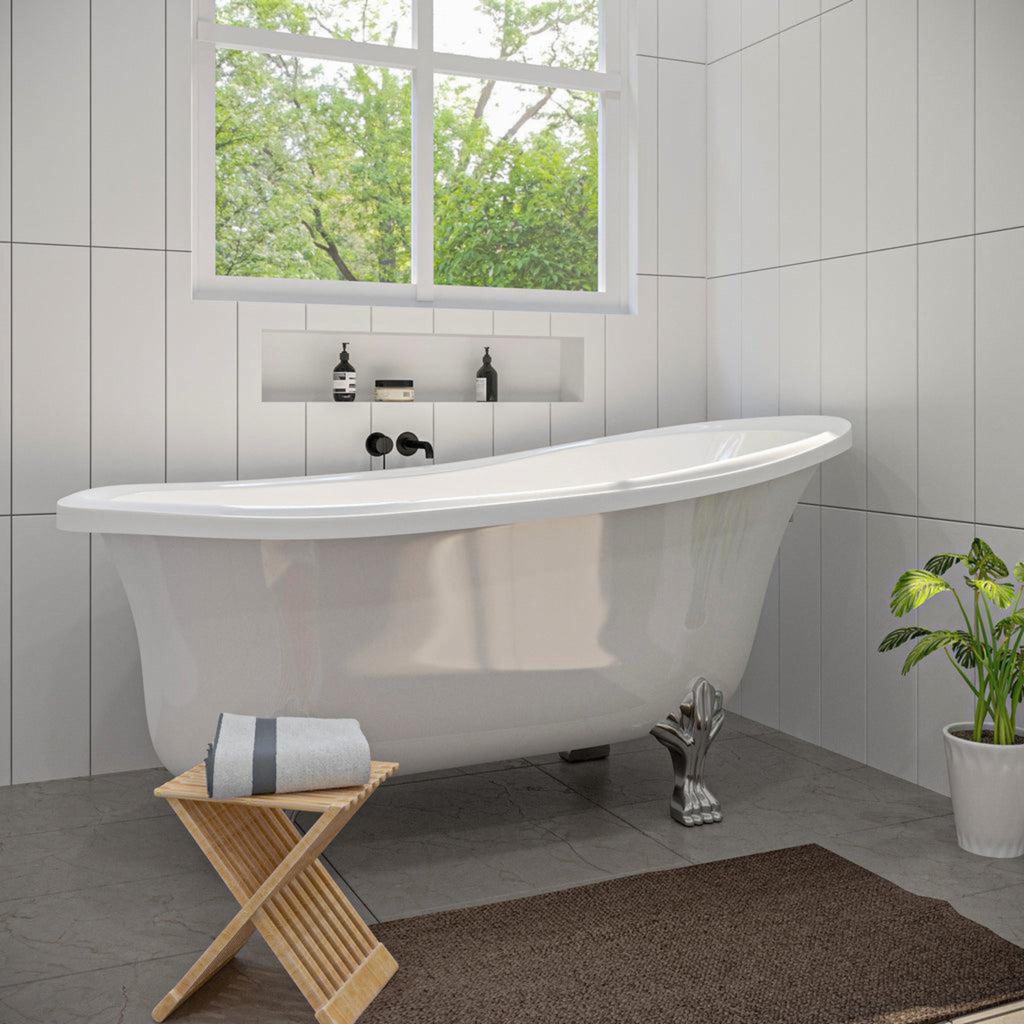 Altair, Altair Geneva 69" x 30" White Acrylic Clawfoot Bathtub