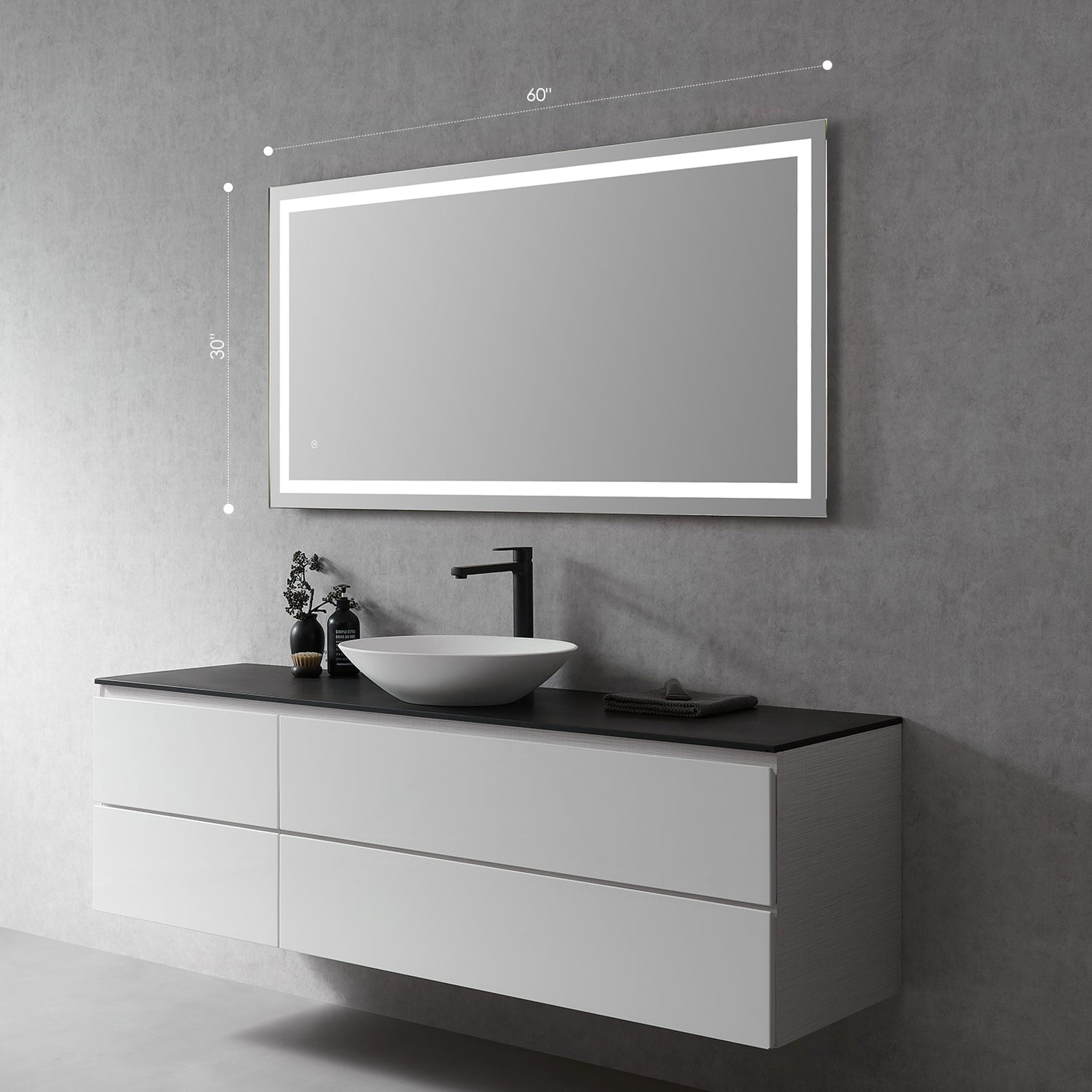 Altair, Altair Genova 60" Rectangle Wall-Mounted LED Mirror